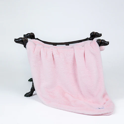 Hello Doggie Big Baby Blanket Ice Pink Faux Fur Handmade Blankets for Pets