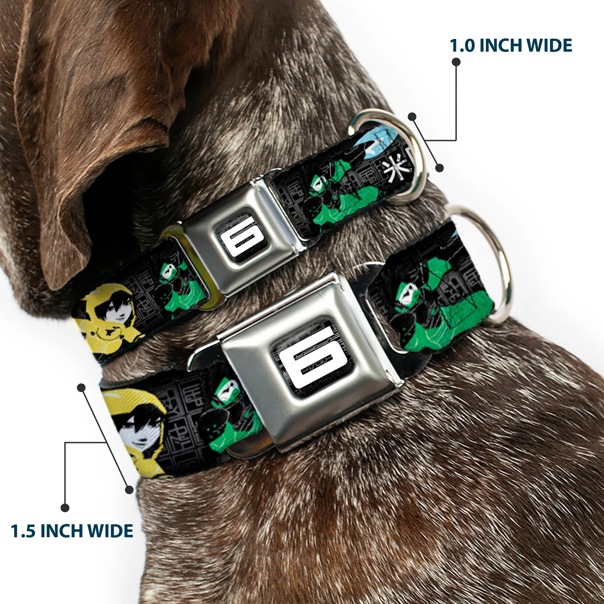 Big Hero "6" Name Blocks Full Color Black Gray White Seatbelt Buckle Collar - Big Hero 6 Group Action Pose/Name Blocks Black/Gray/Multi Color - Image 2