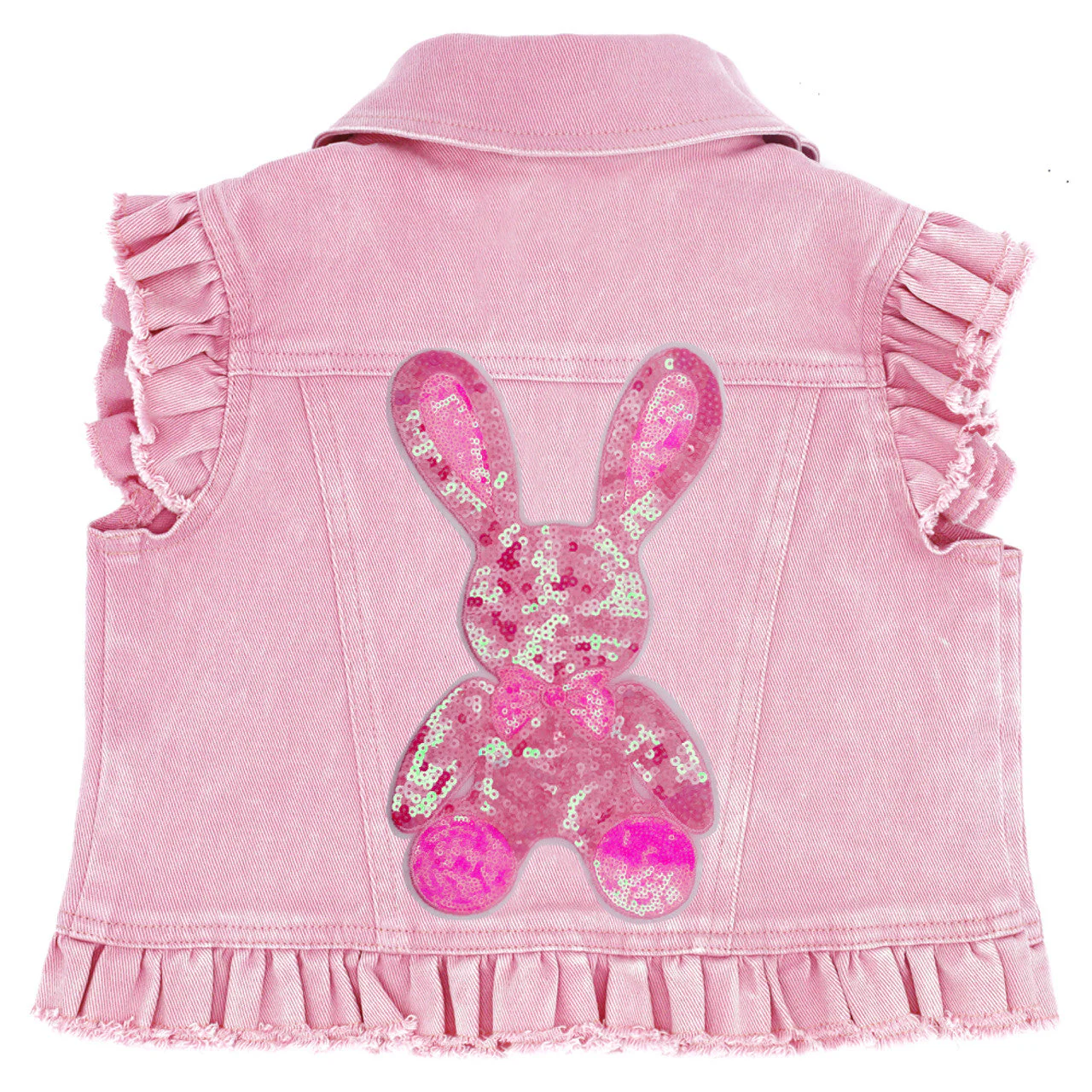 Big Pink Bunny Kids Denim Vest - Image 3