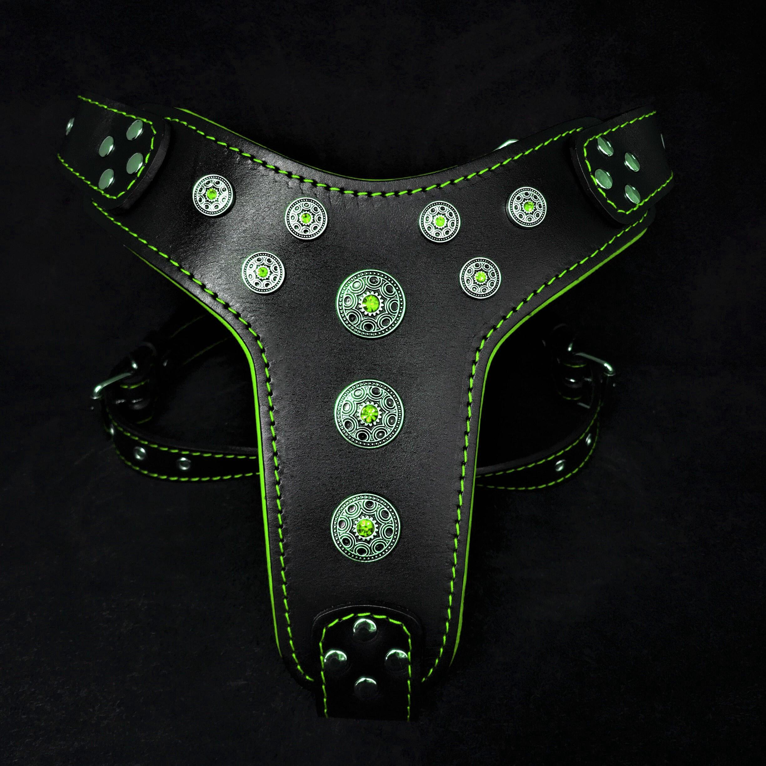 Bestia Dog Gear Genuine Leather Dog Harness - Black/M