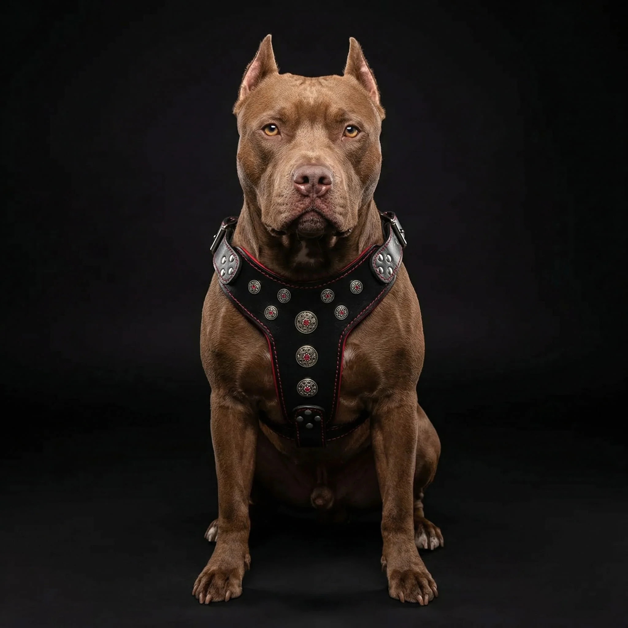 Bestia Dog Gear Genuine Leather Dog Harness - Black/M - Image 4