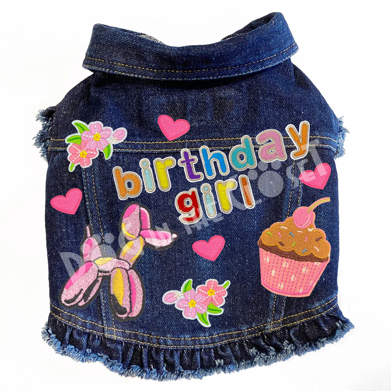 Birthday Girl Denim Dog Jacket - Image 4