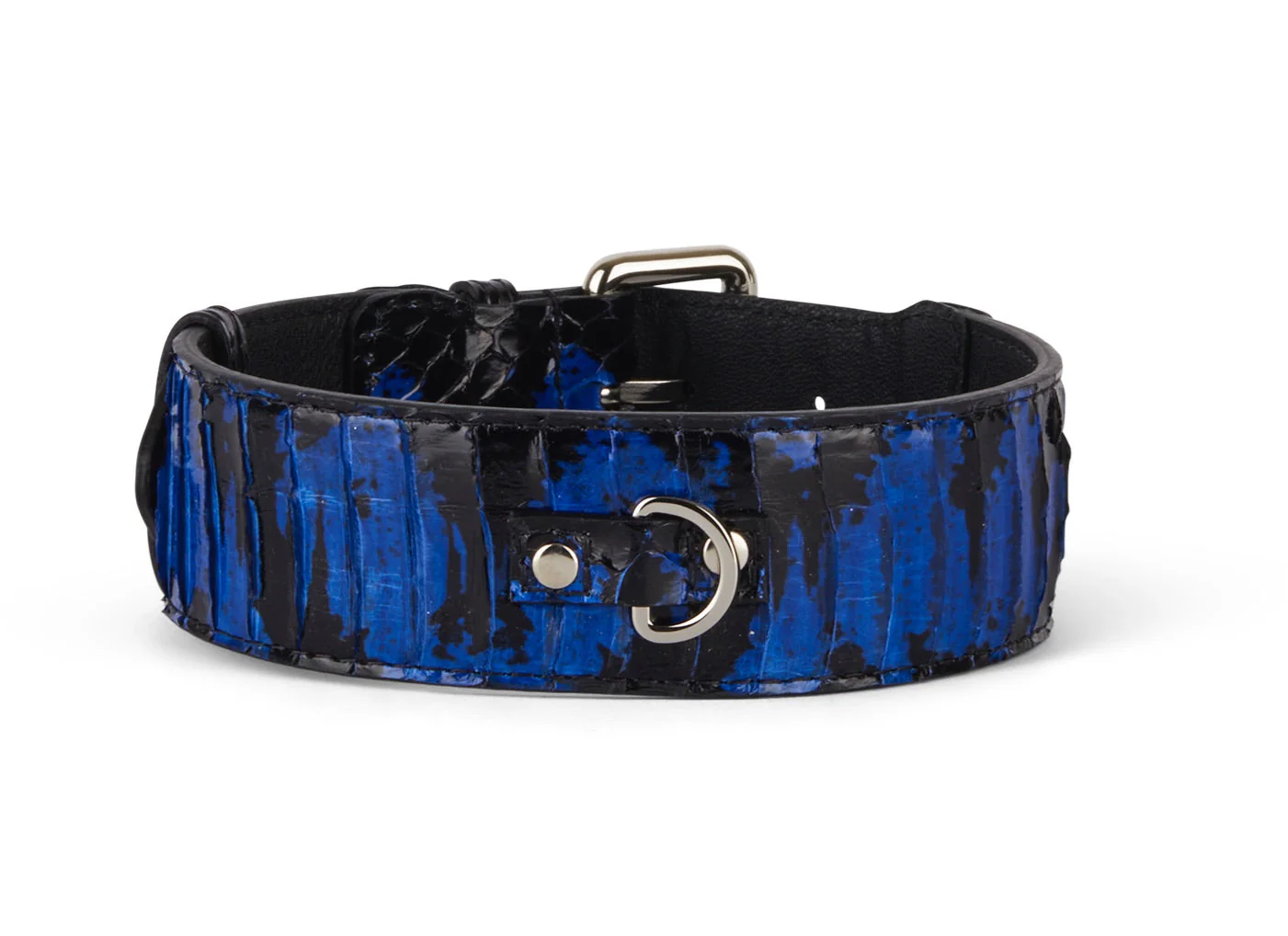 Black and Royal Blue Snake 3” Wide Style Collar - Image 2