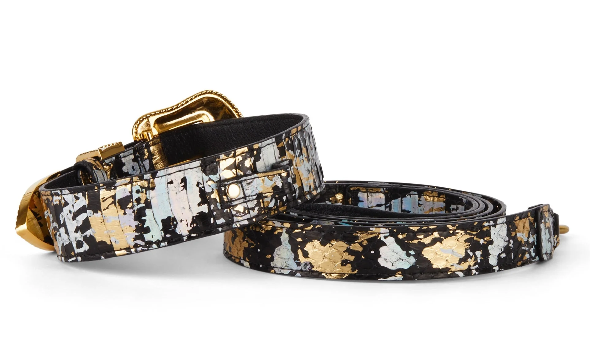 Black/Gold/Silver Art Deco Swarovski Crystal Collar & Leash Set - Image 2