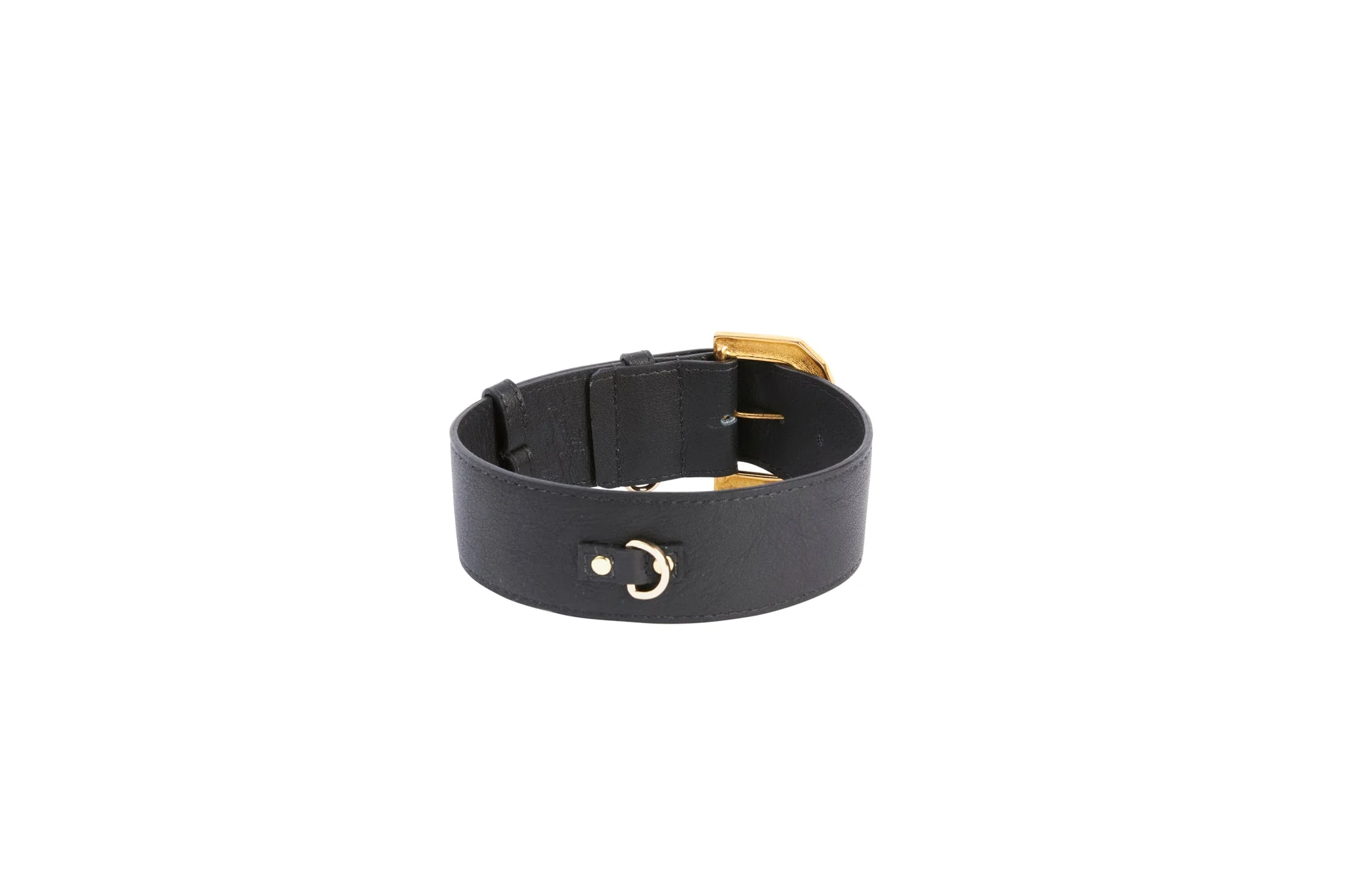 Black Italian Leather Collar With Glamorous Italian Hardware - Image 4