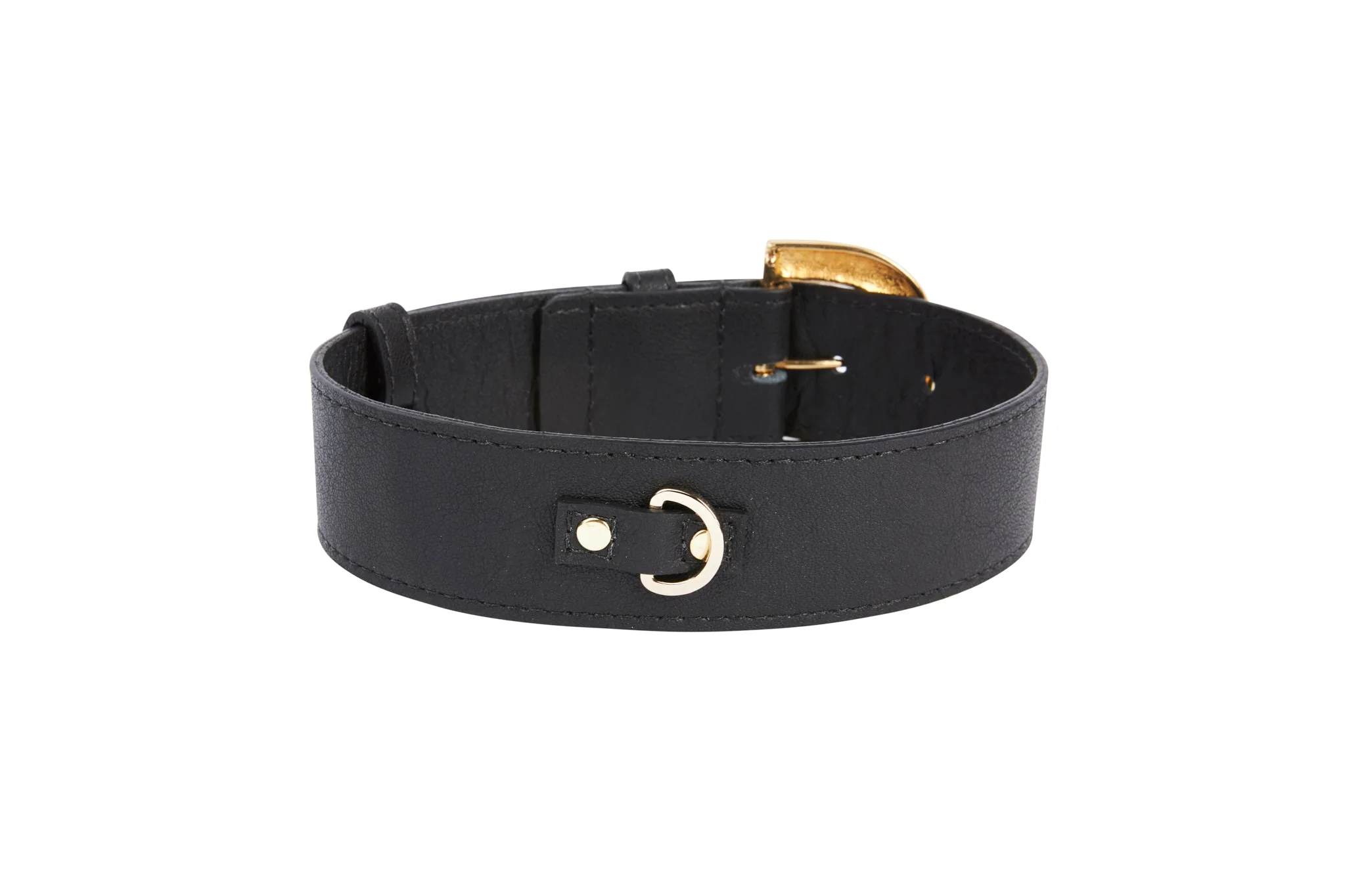 Black Italian Leather Collar With Glamorous Italian Hardware - Image 2