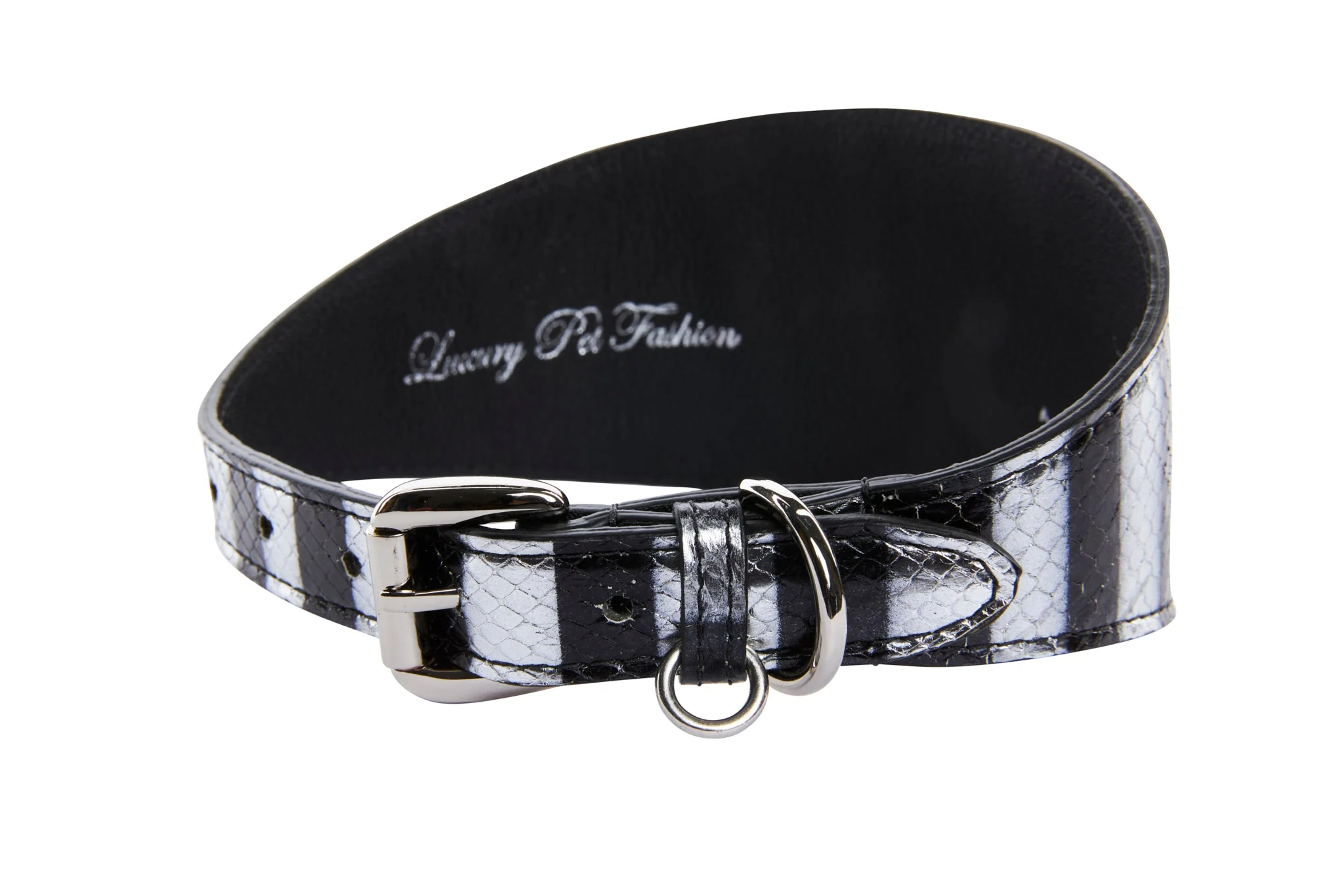 Black & Silver Stiped Snake Wide Style 3” Collar - Image 3