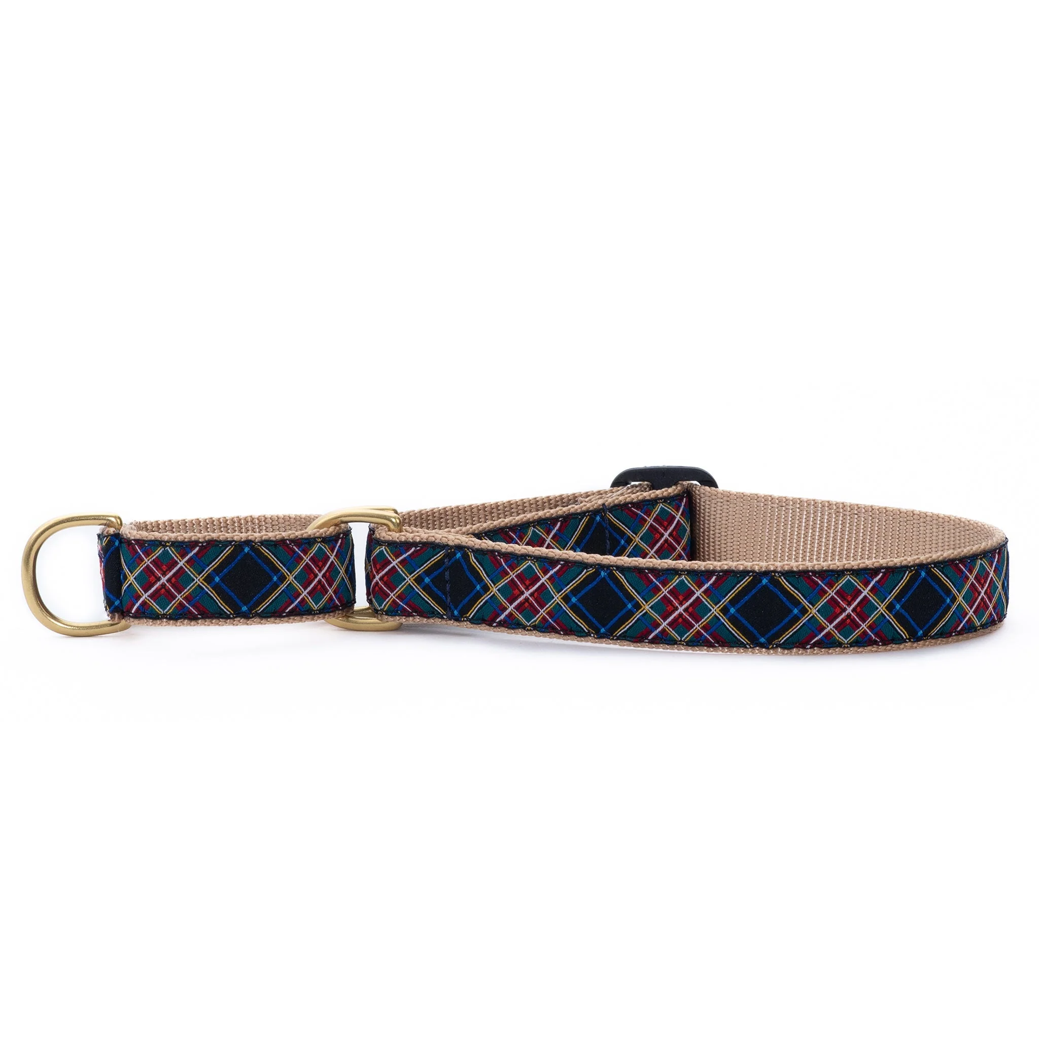 Up Country Black Tartan Cast Brass Martingale Collar