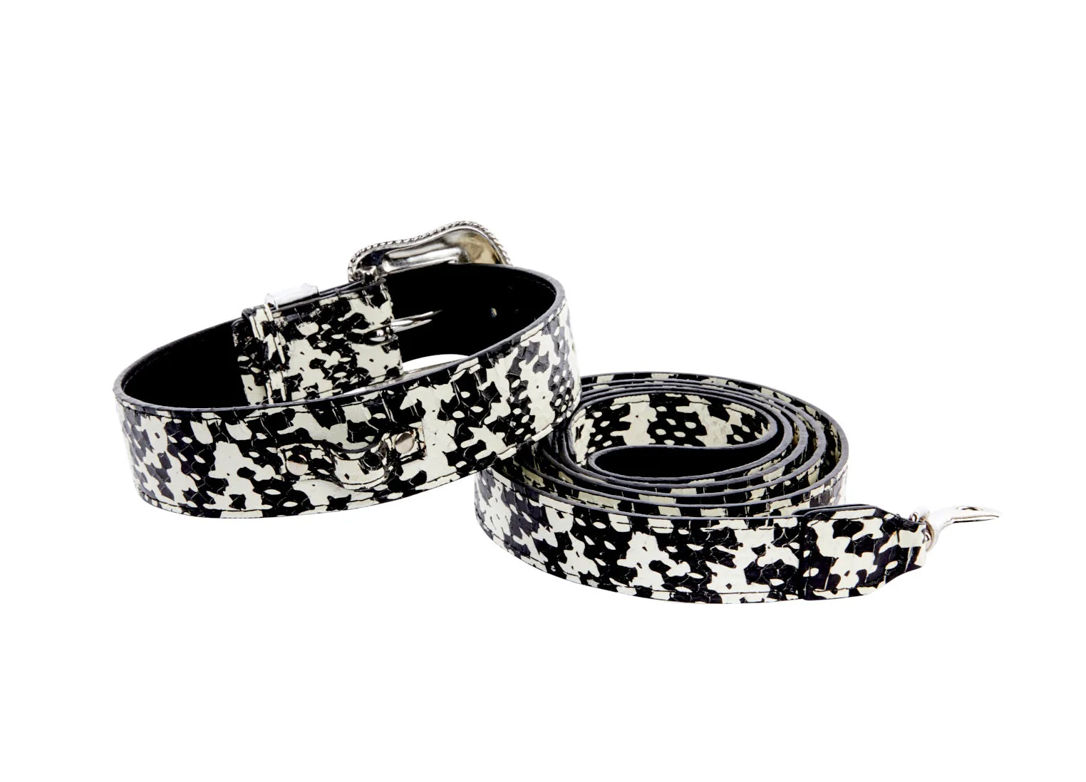 Black & White Snake/Swarovski Crystal Collar & Leash Set - Image 2