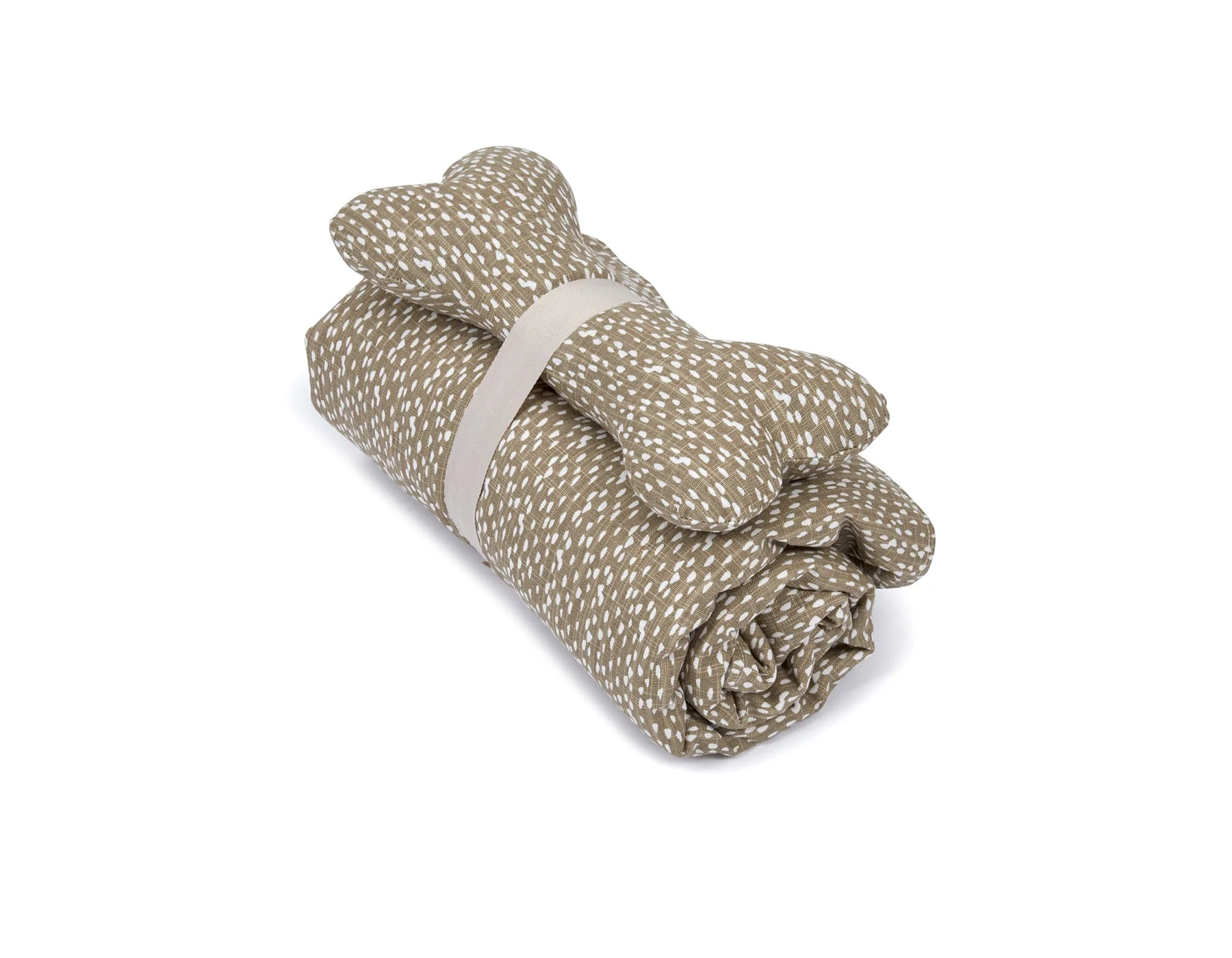 Jax & Bones Blanket and Bone Toy Set- SlumberJax Dottie Tan Throw & Bone