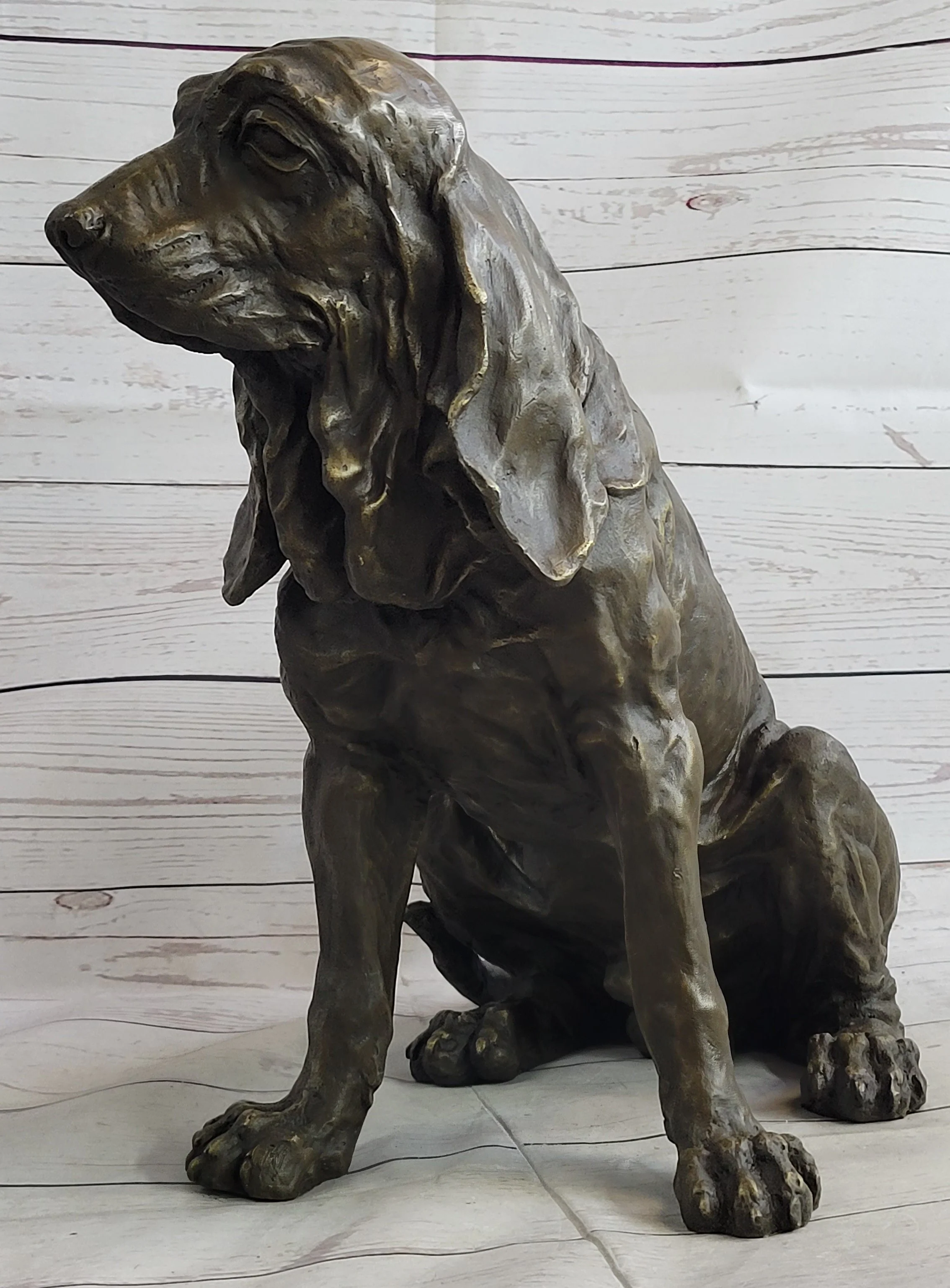 Bloodhound Basset Hound Wrinkly Dog Figure Statue Sculpture 14" x 18" - Image 3