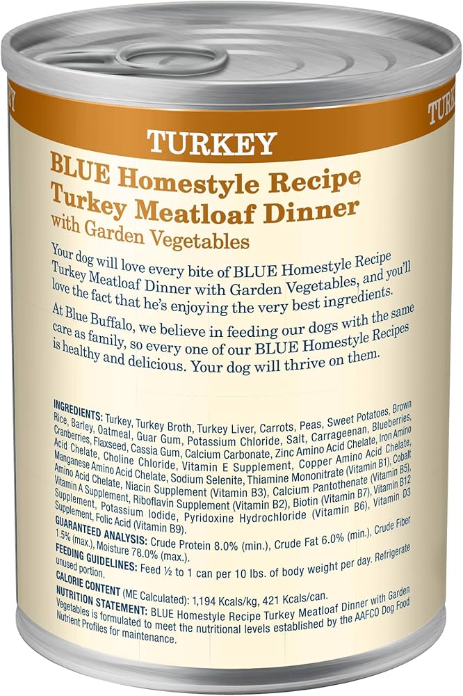 Blue Buffalo Adult Homestyle Turkey Meatloaf with Garden Vegetables Wet Dog Cans (12.5oz) - Image 2
