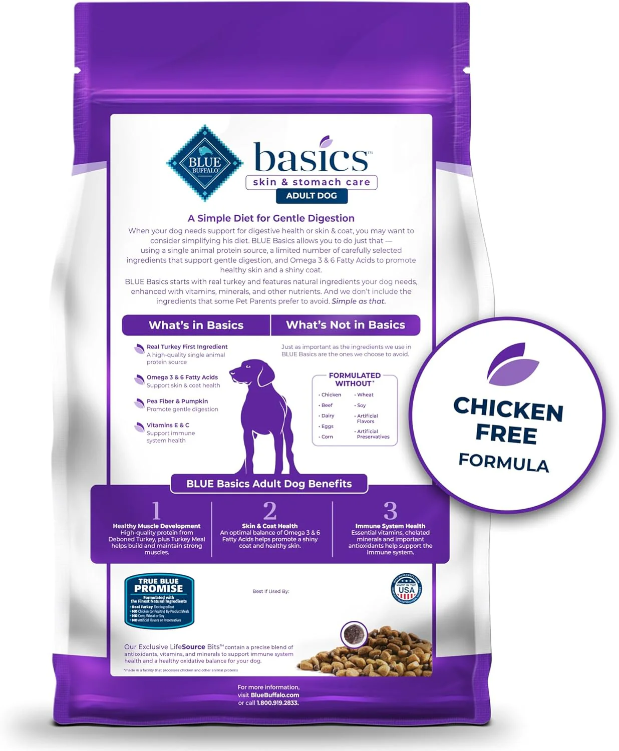 Blue Buffalo Basics Adult Grain-Free Turkey & Potato, Limited Ingredient Dry Dog Food - Image 2