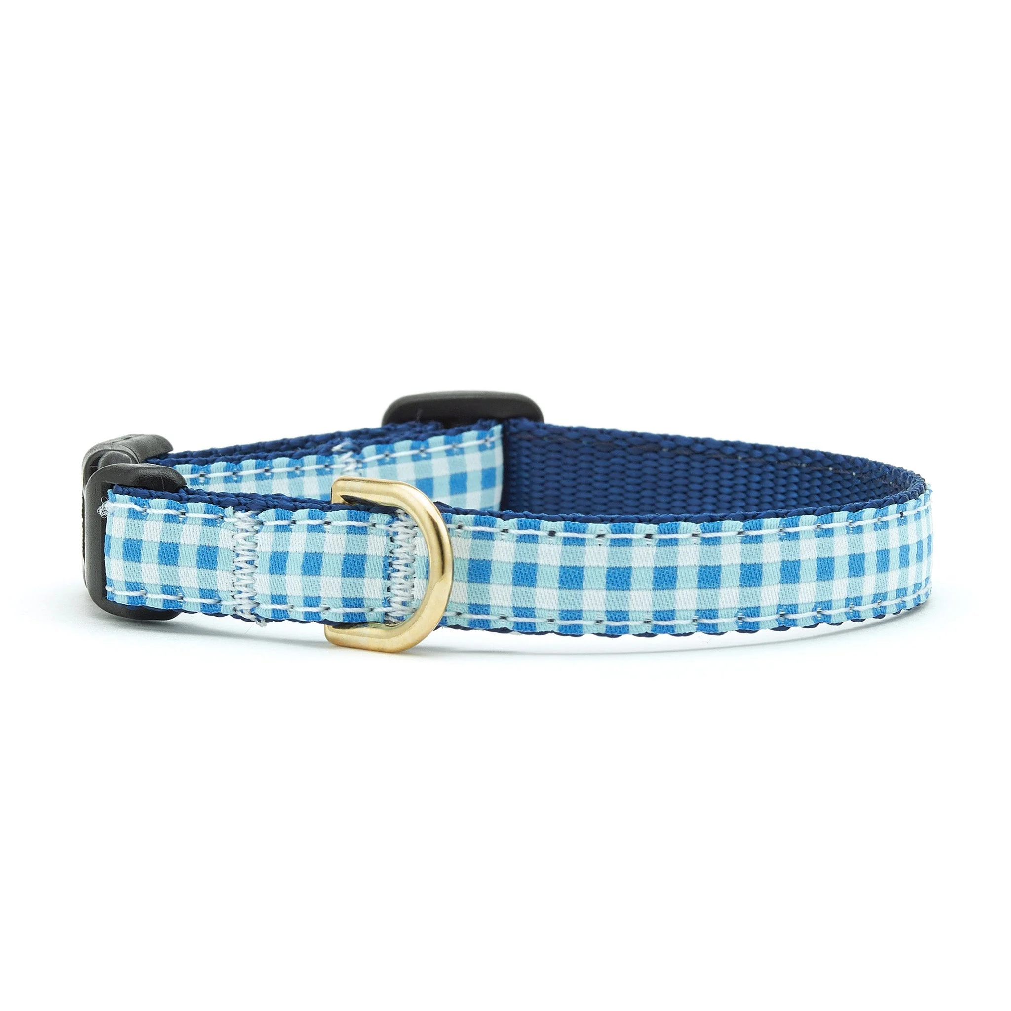 Up Country Blue Gingham Made in USA Dog Collar