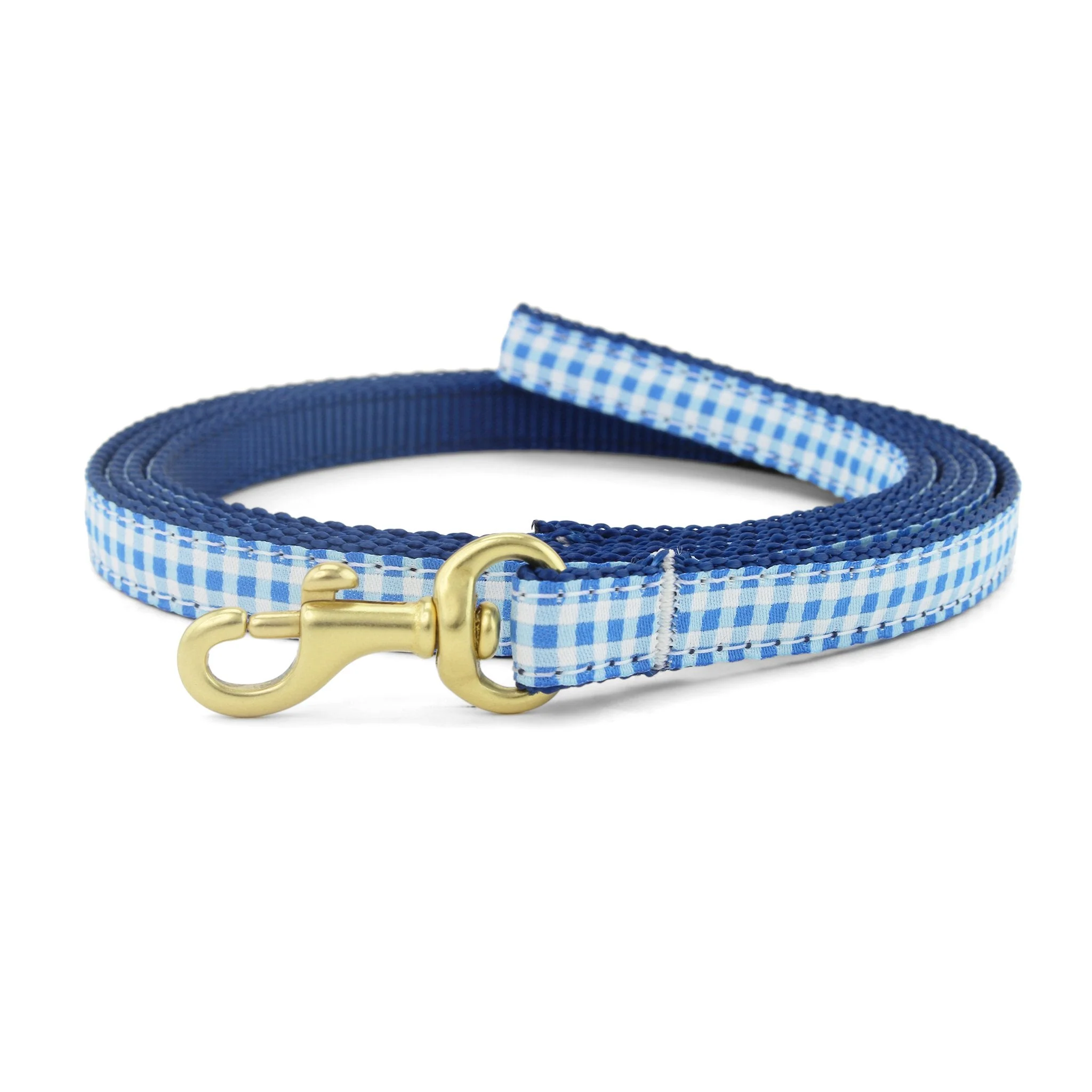 Up Country Blue Gingham Made in USA Dog Leash