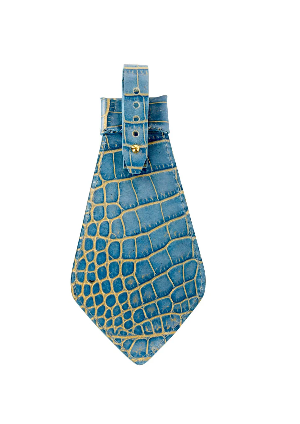 Blue & Gold Embossed Croc Italian Leather Tie - Image 3