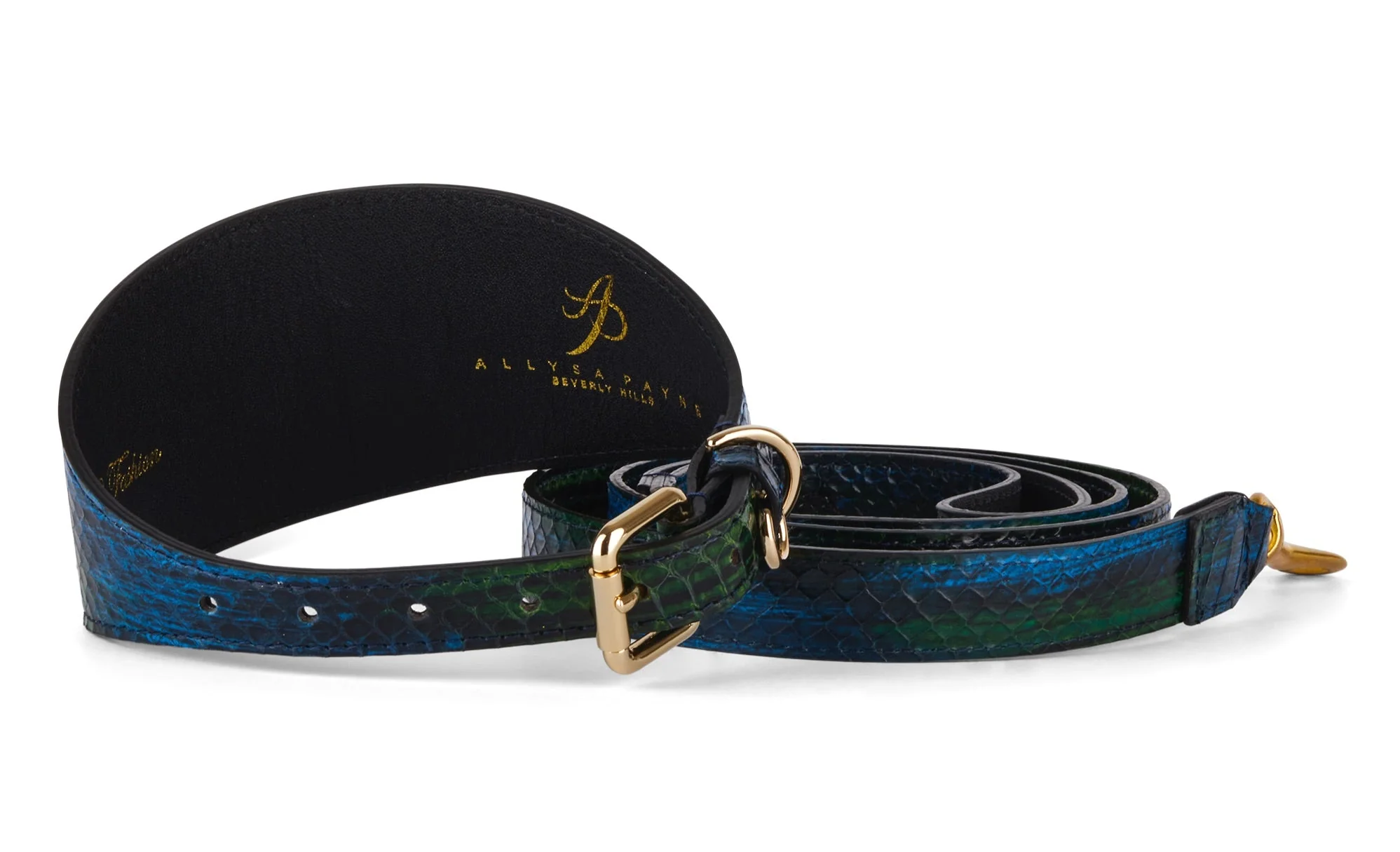 Blue, Green, Black, Yellow Snake 3” Wide Style Collar - Image 2