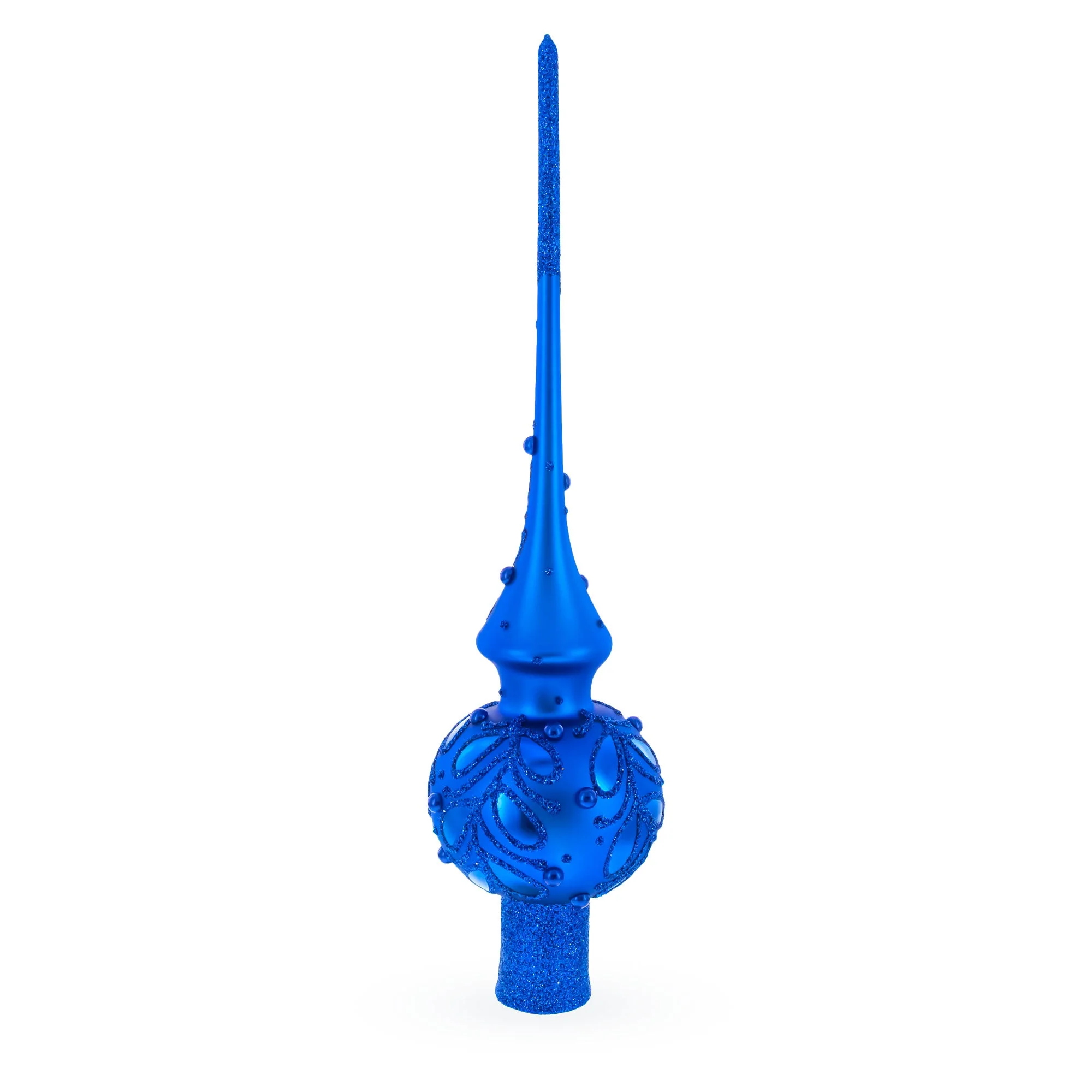 Blue Jewels Scroll on Blue Glass Christmas Tree Topper 11 Inches - Image 3