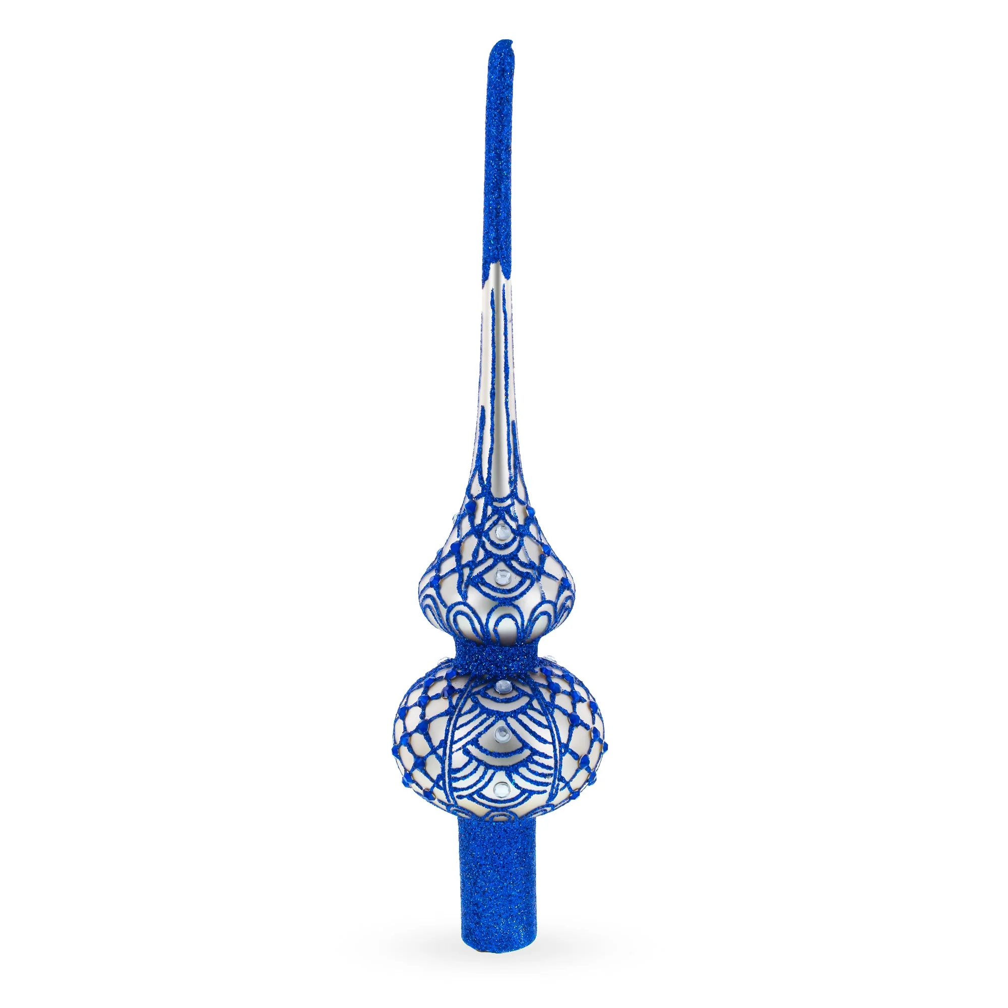 Blue on Silver Glass Tree Topper