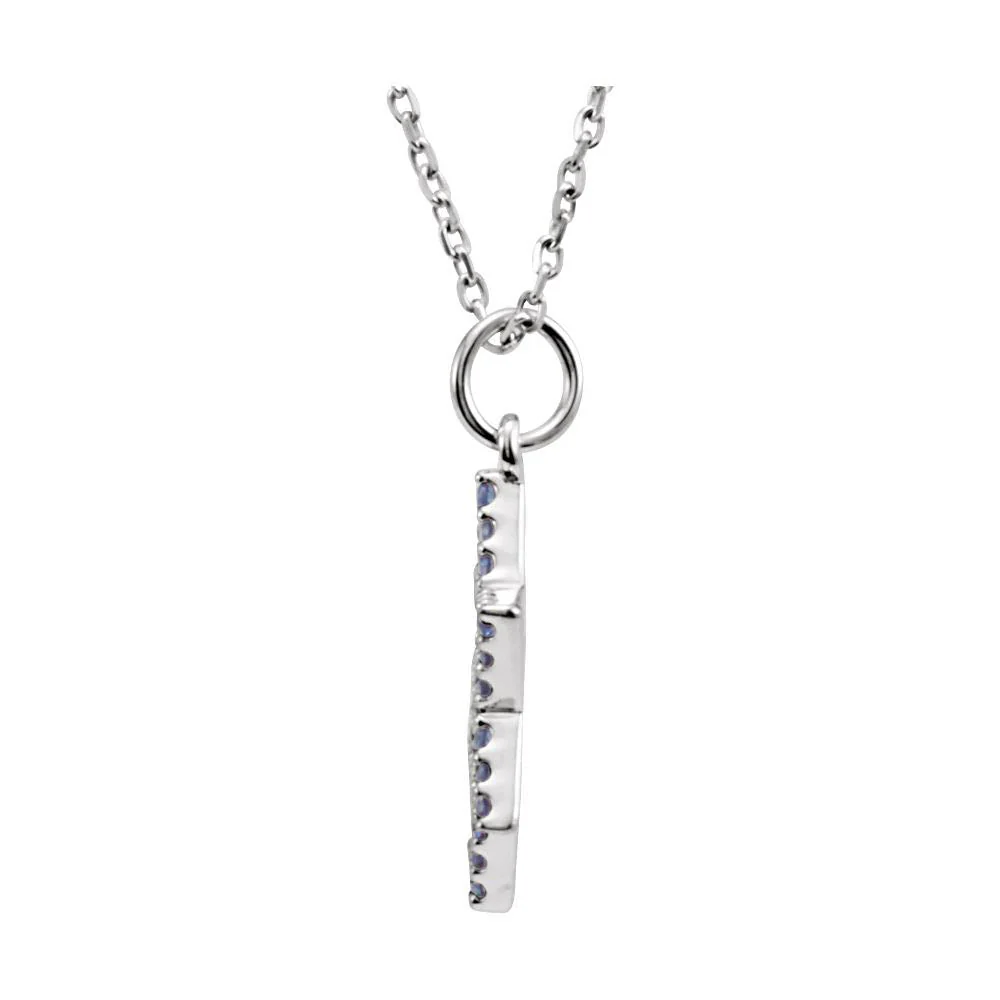 Blue Sapphire Star of David Necklace in 14k White Gold, 16 Inch - Image 2