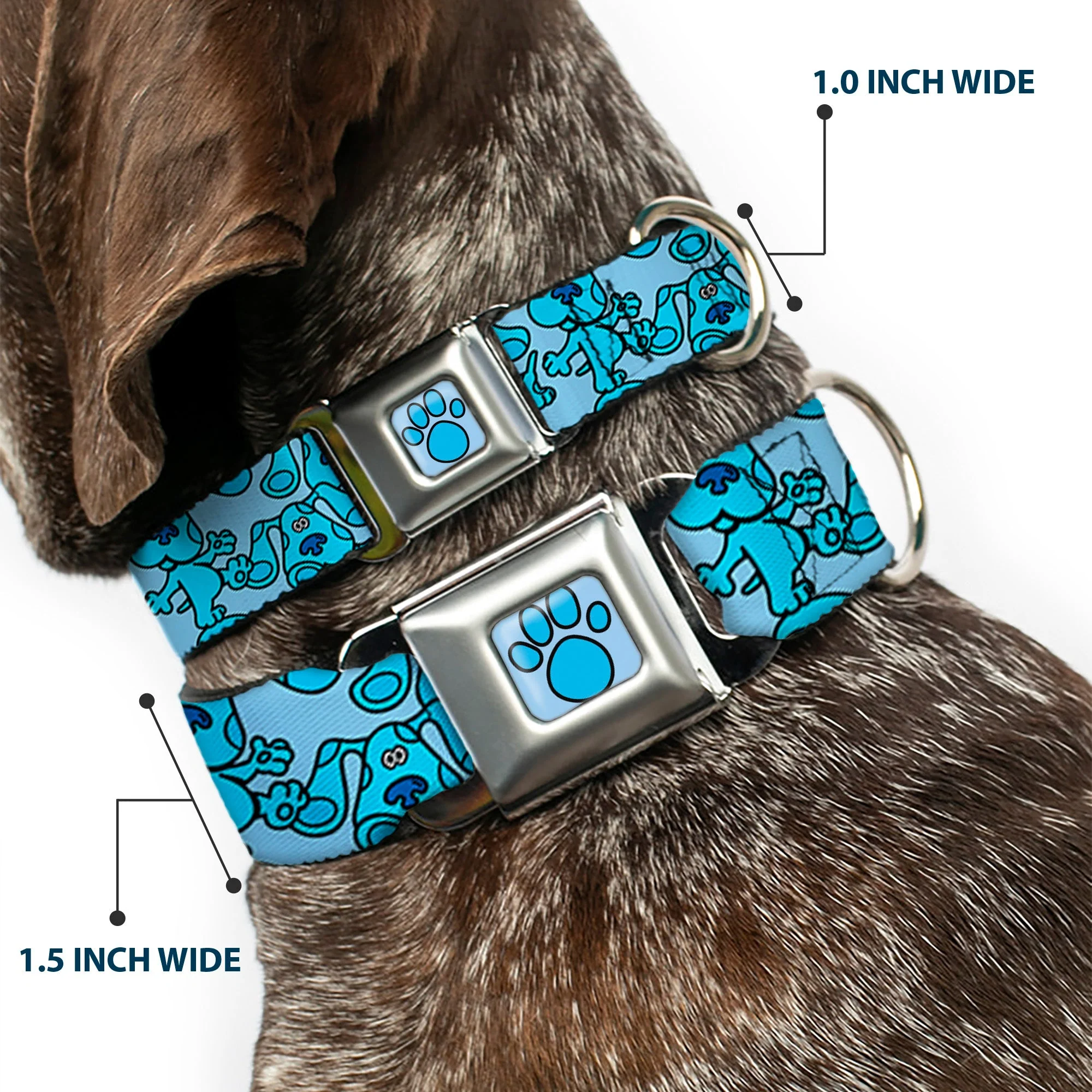 Blue's Clues Paw Full Color Blues Seatbelt Buckle Collar - Blue's Clues Blue Poses Scattered Blues - Image 2