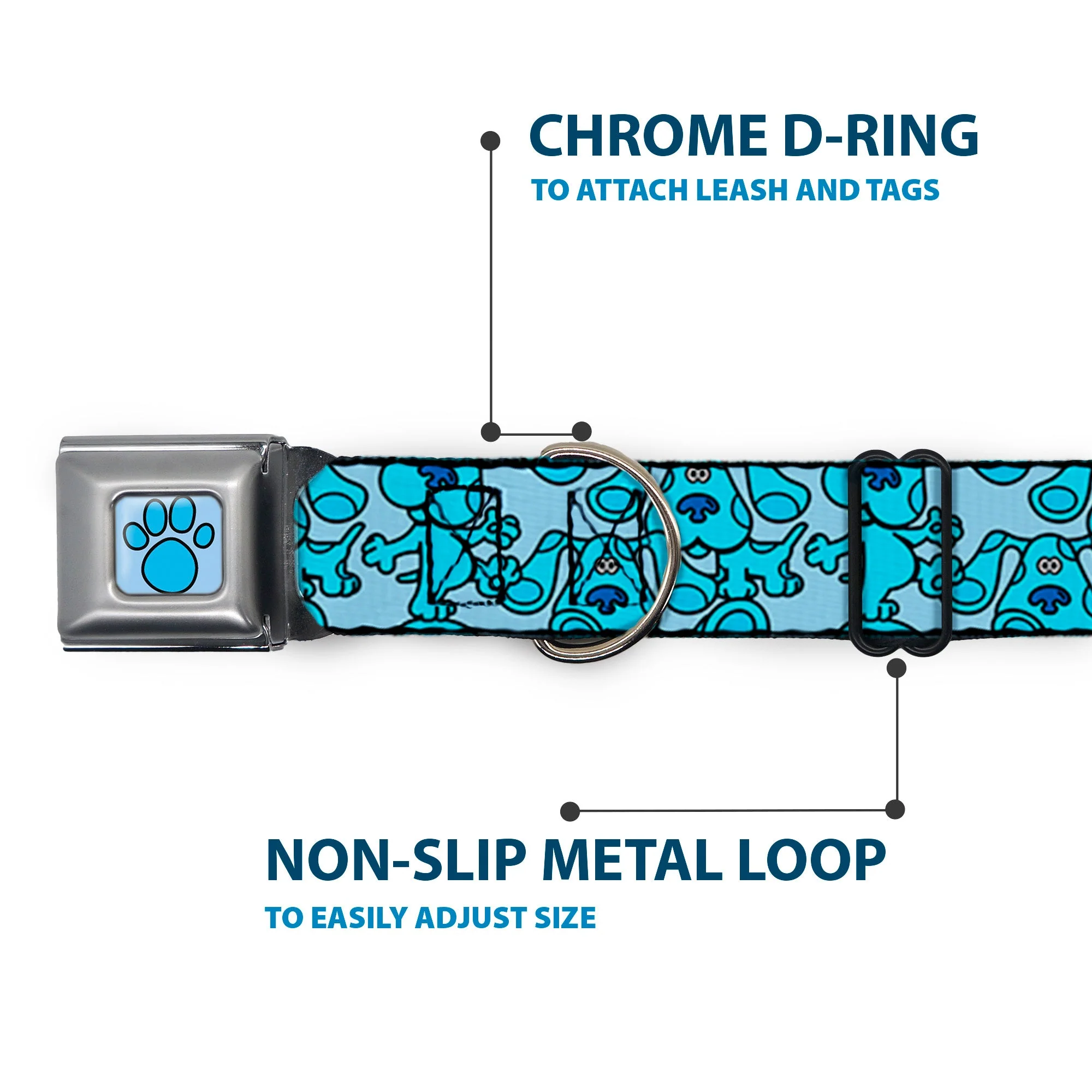 Blue's Clues Paw Full Color Blues Seatbelt Buckle Collar - Blue's Clues Blue Poses Scattered Blues - Image 5