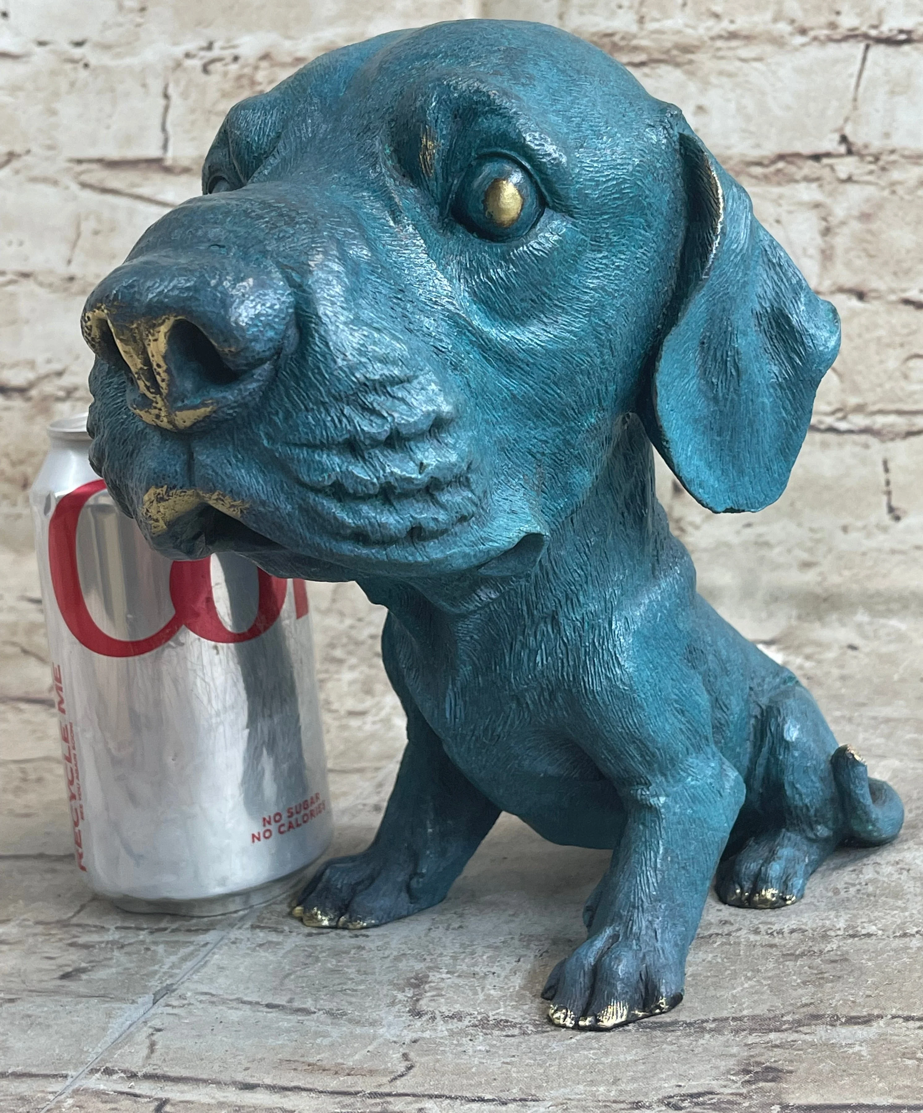 Bobble Head Style Labrador Retriever Puppy Dog Bronze Metal Figure Statue Art - Image 2