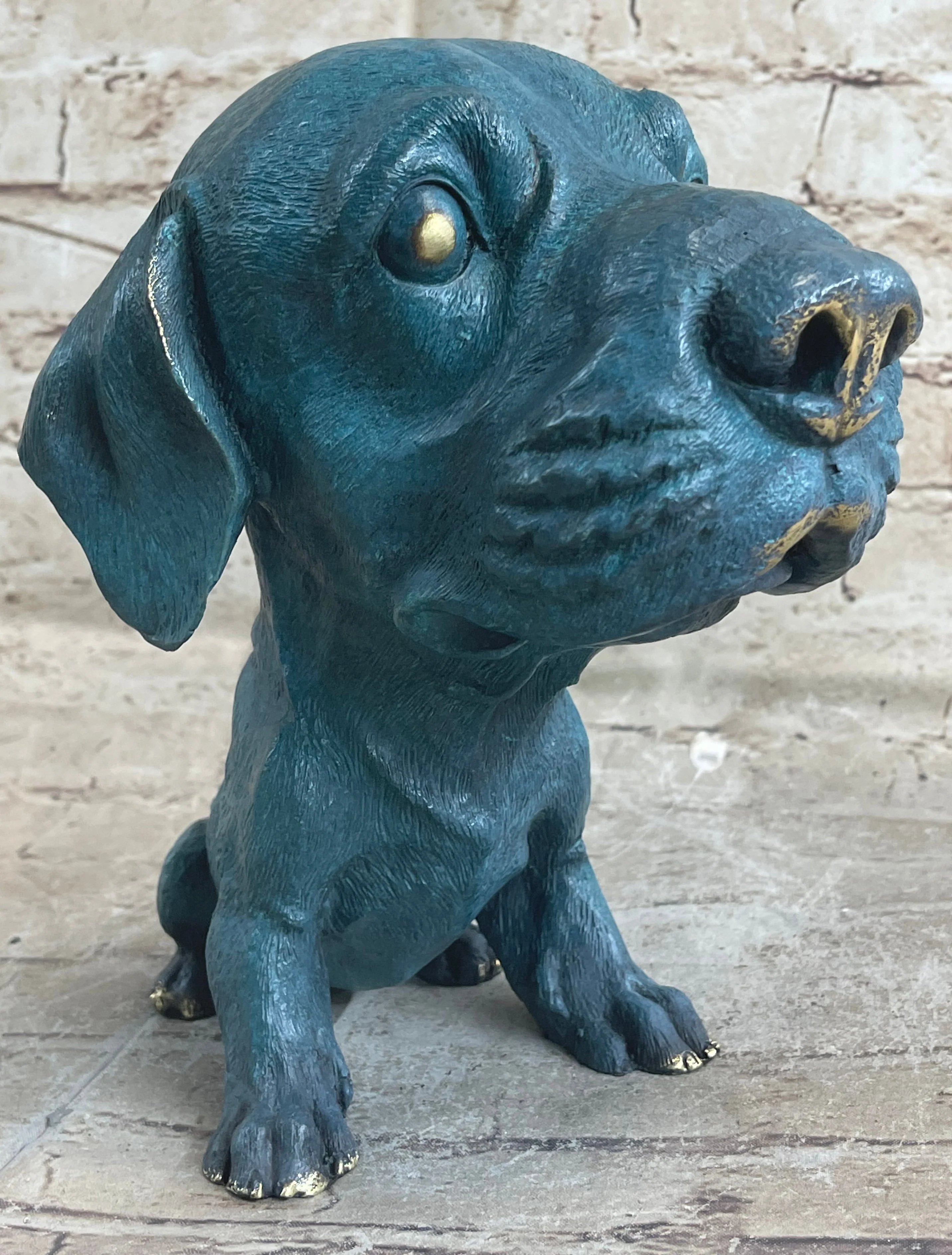 Bobble Head Style Labrador Retriever Puppy Dog Bronze Metal Figure Statue Art - Image 3