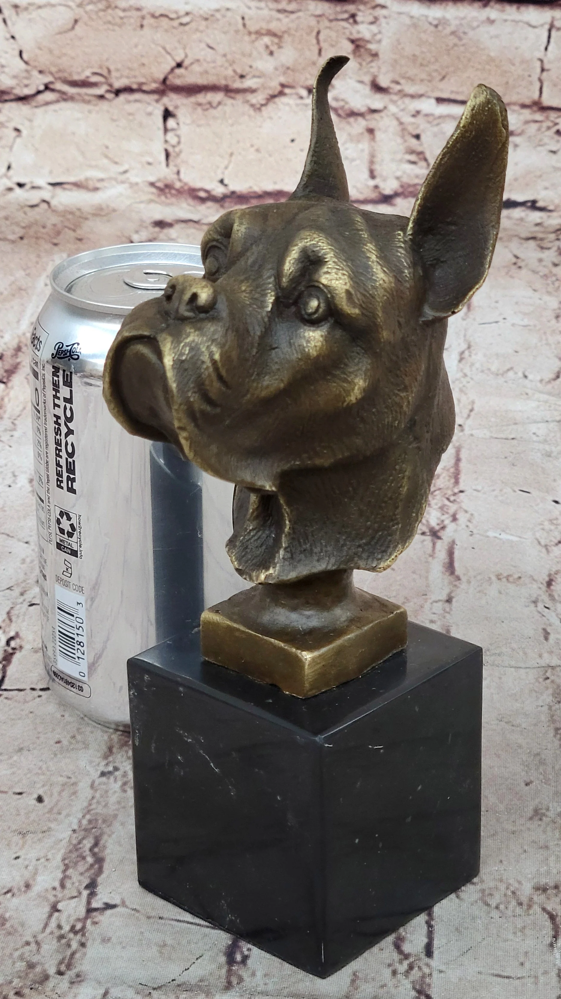 Boxer Dog Breed Bronze Metal Bust Sculpture Statue Signed Original Art on Marble Base - Image 2