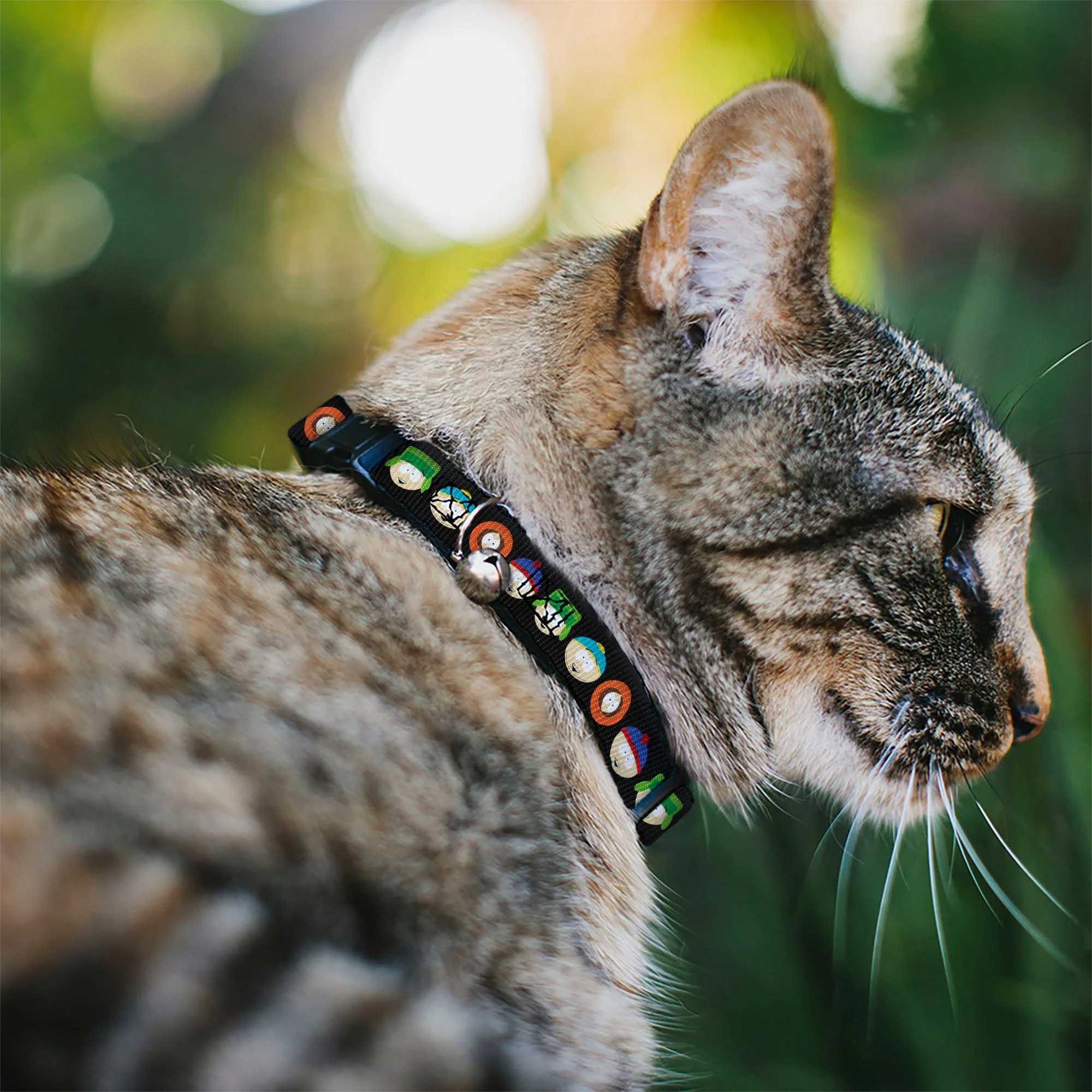 Breakaway Cat Collar with Bell - South Park Boys Face Repeat Black - Image 2