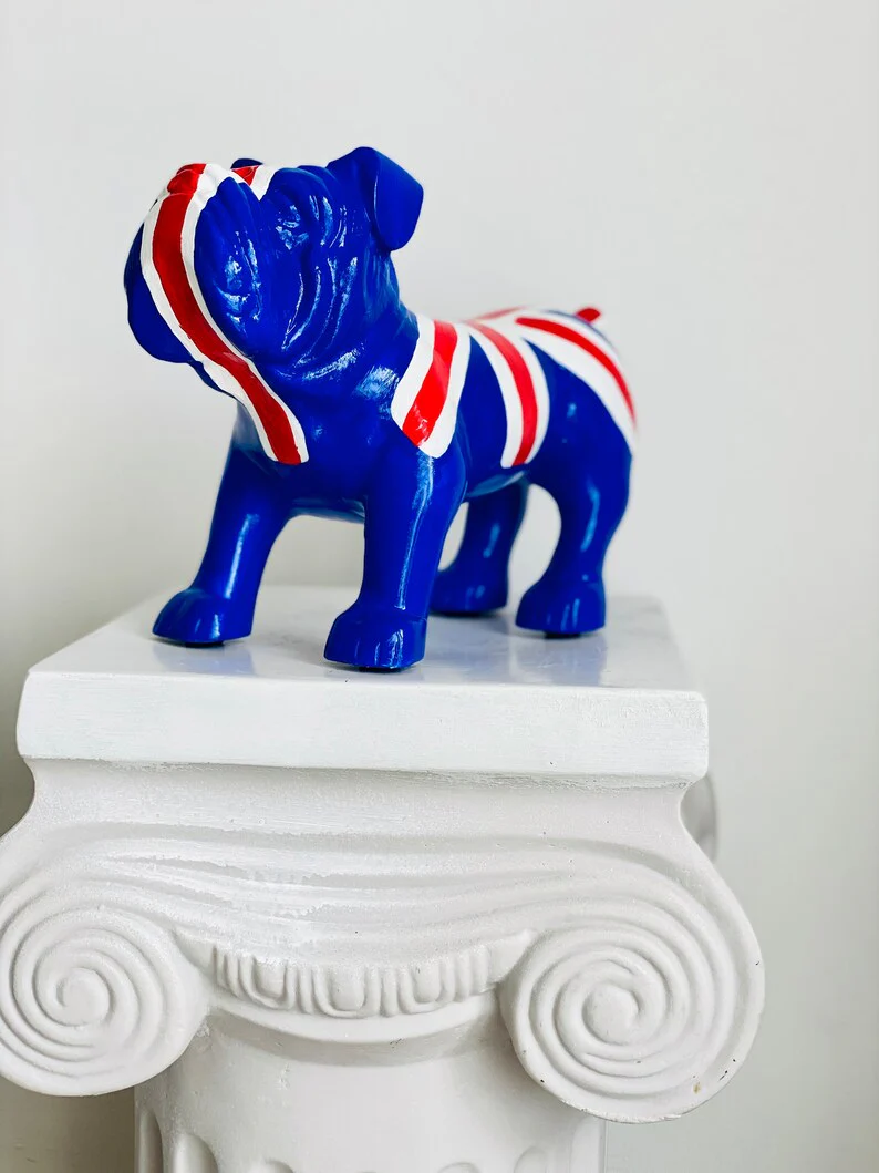 British Flag Design Bulldog Statue - Image 4