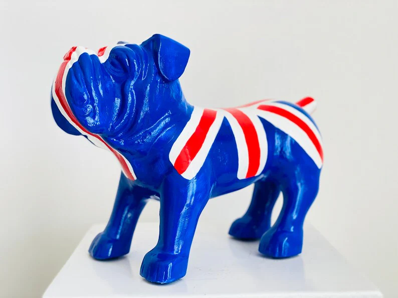British Flag Design Bulldog Statue - Image 7