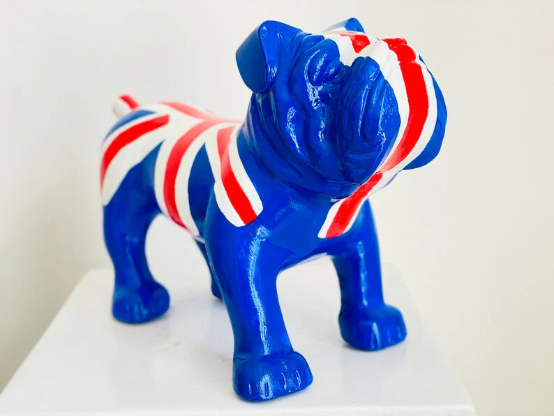 British Flag Design Bulldog Statue - Image 8
