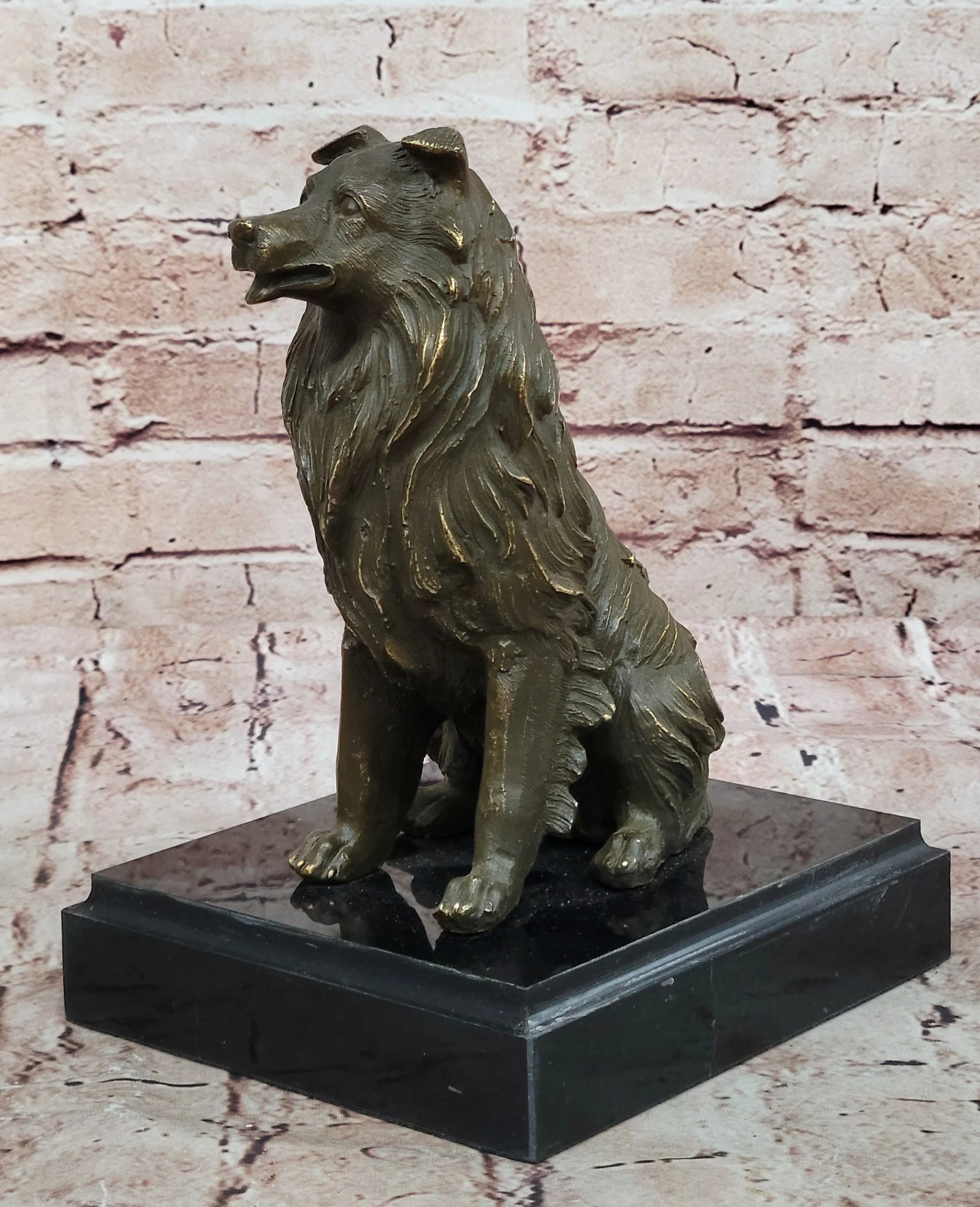 Bronze Collie Dog Statue; Loyal Companion Figurine - Image 4