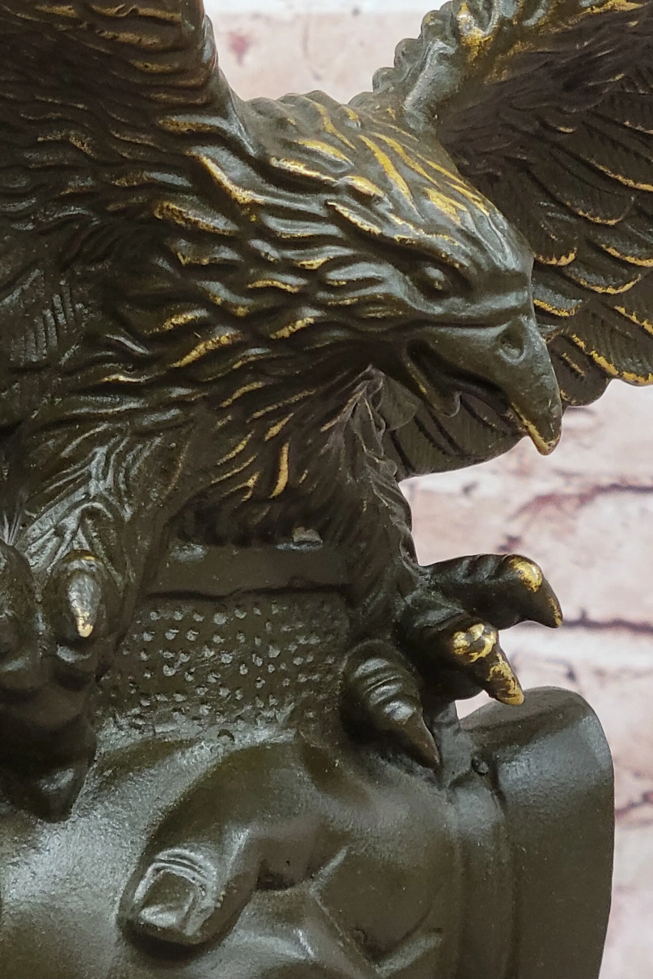 Bronze Eagle and Handshake Statue; Patriotic American Unity Sculpture - Image 6
