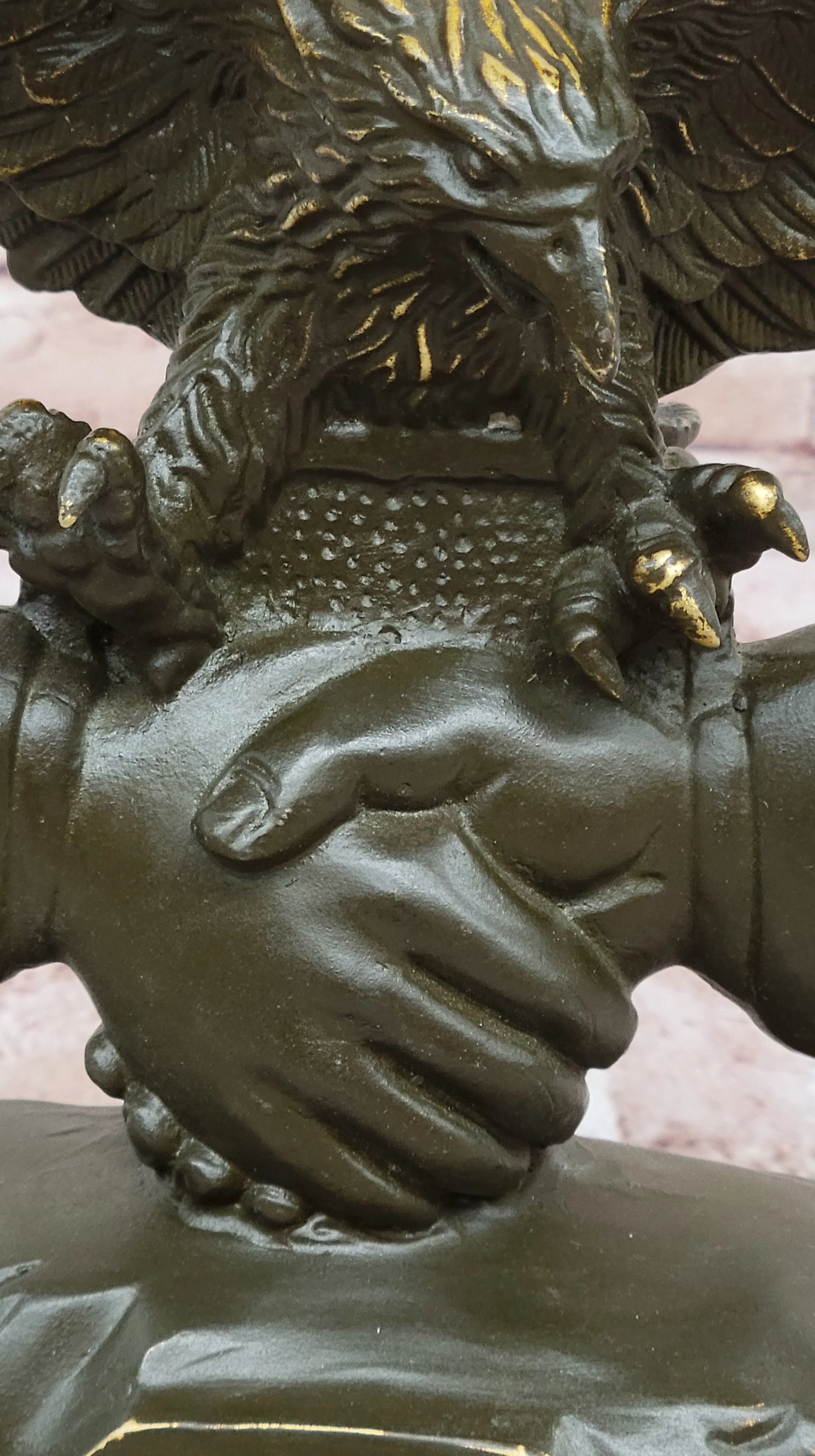 Bronze Eagle and Handshake Statue; Patriotic American Unity Sculpture - Image 7