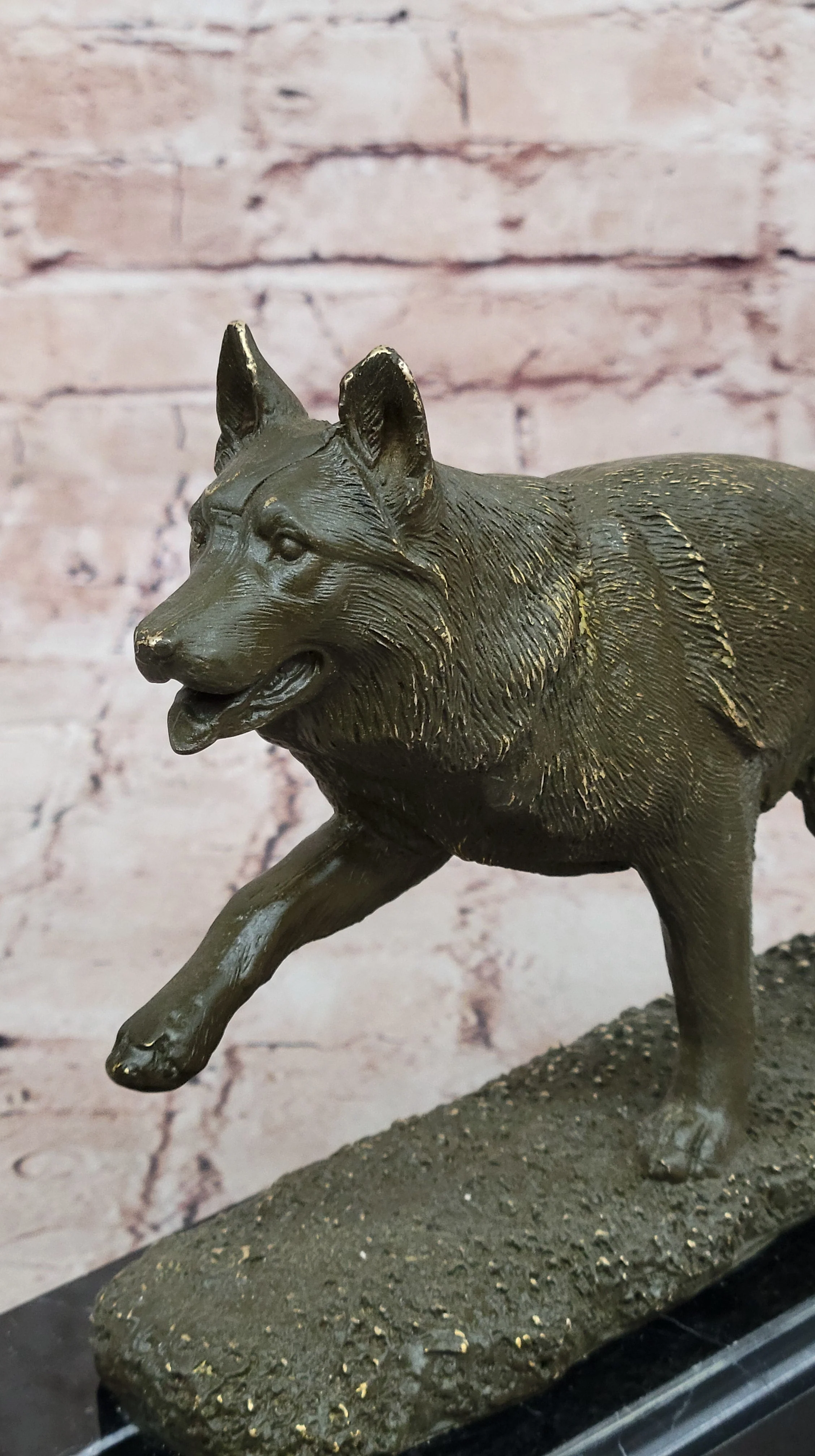 Bronze German Shepherd Statue; Guard Dog Sculpture Decor - Image 7