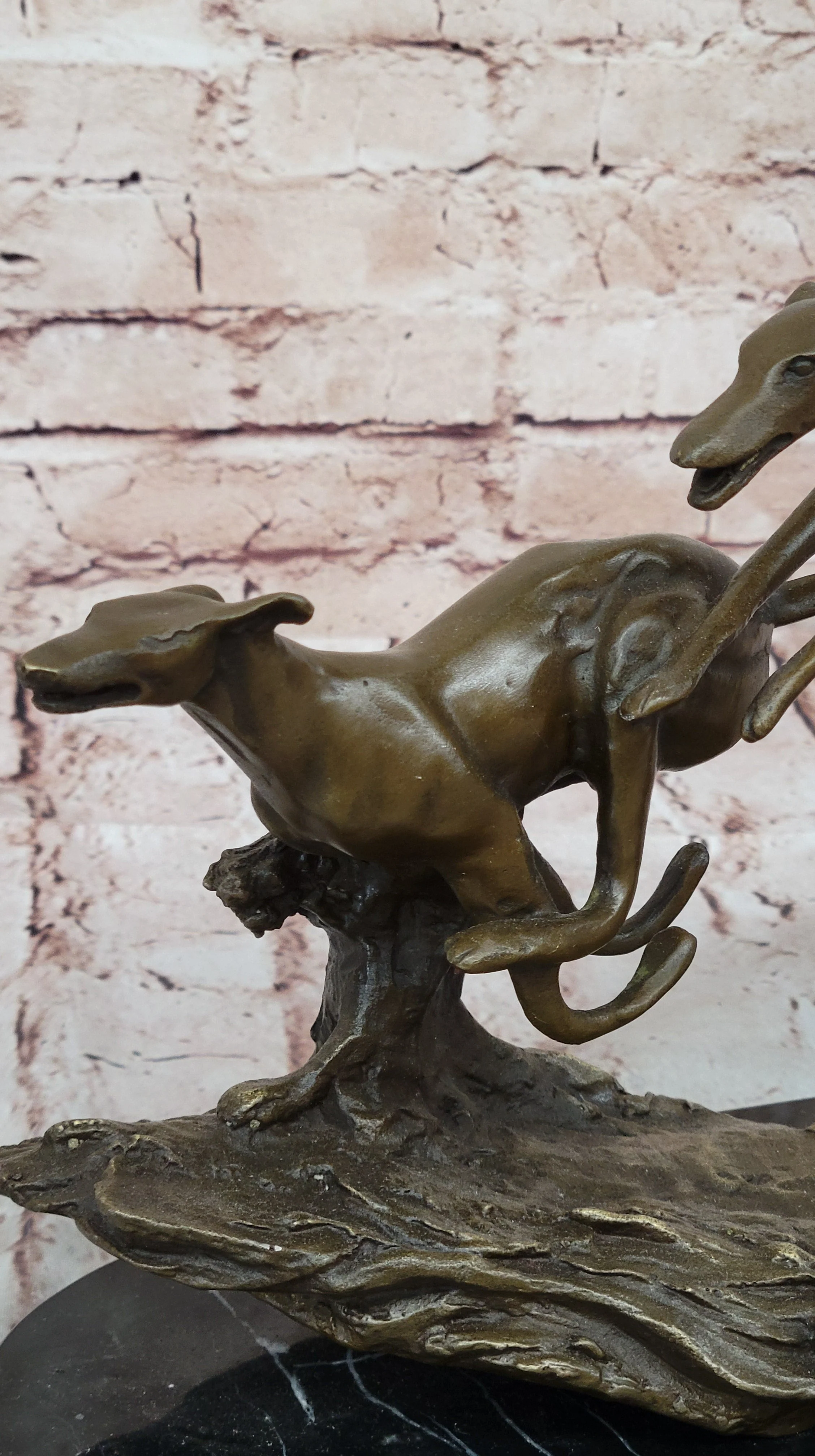 Bronze Greyhound Dog Racing Sculpture; Leaping Trio Original Art - Image 4