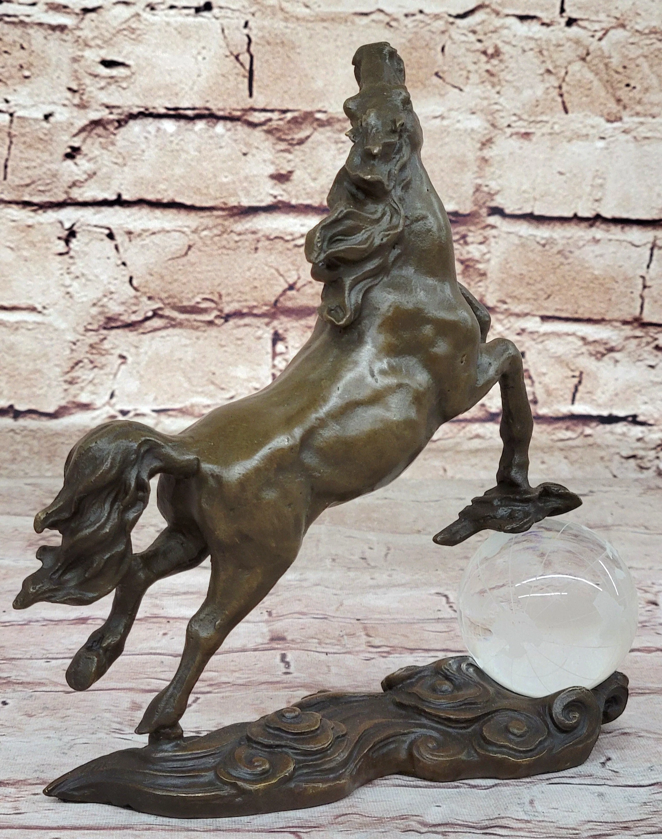 Bronze Horse Figurine Sculpture w/ Crystal Ball - Signed Original Equestrian Art by Milo - Image 5