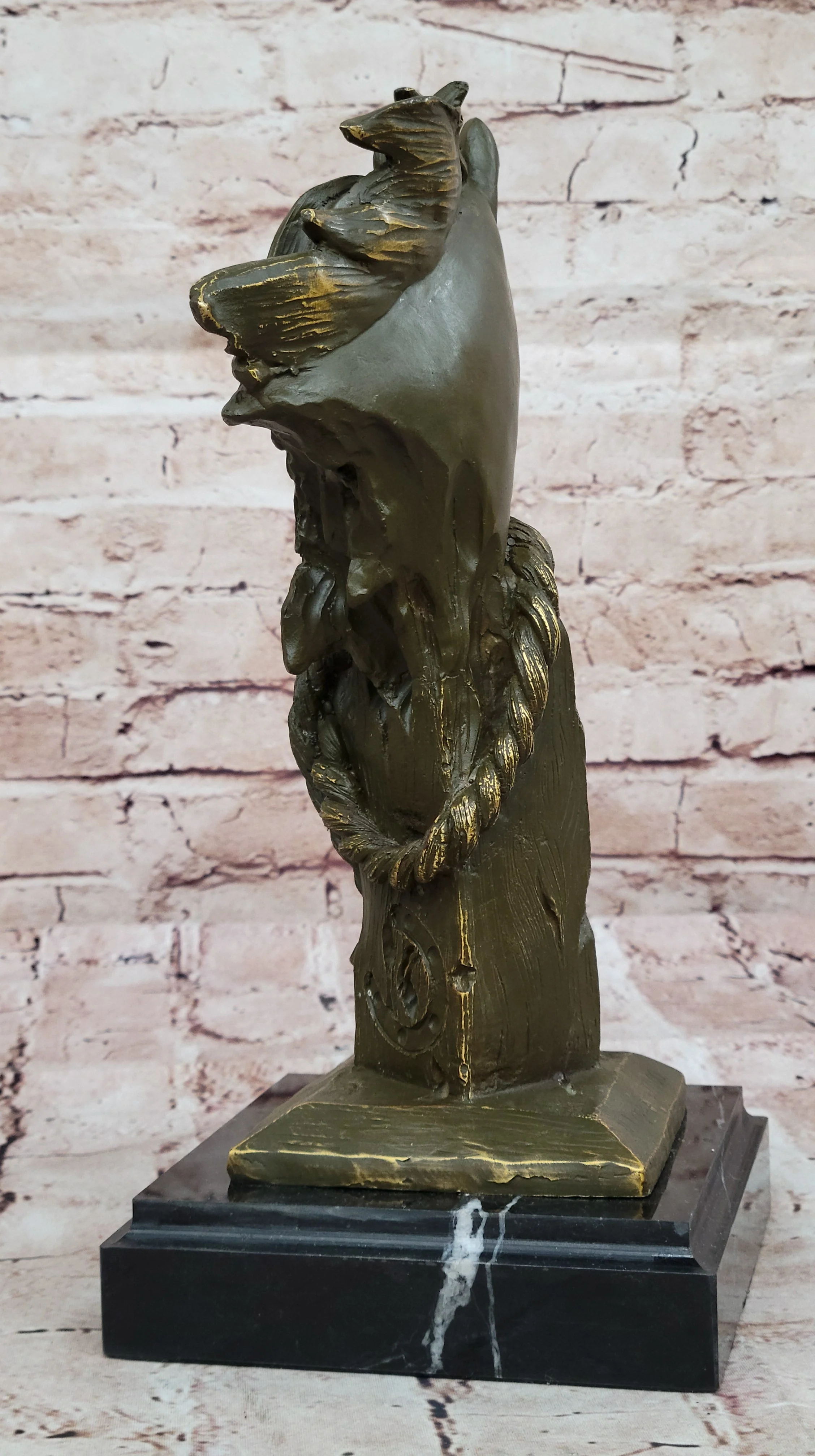 Bronze Horse Head Bust with Rope; Western Equestrian Sculpture - Image 6