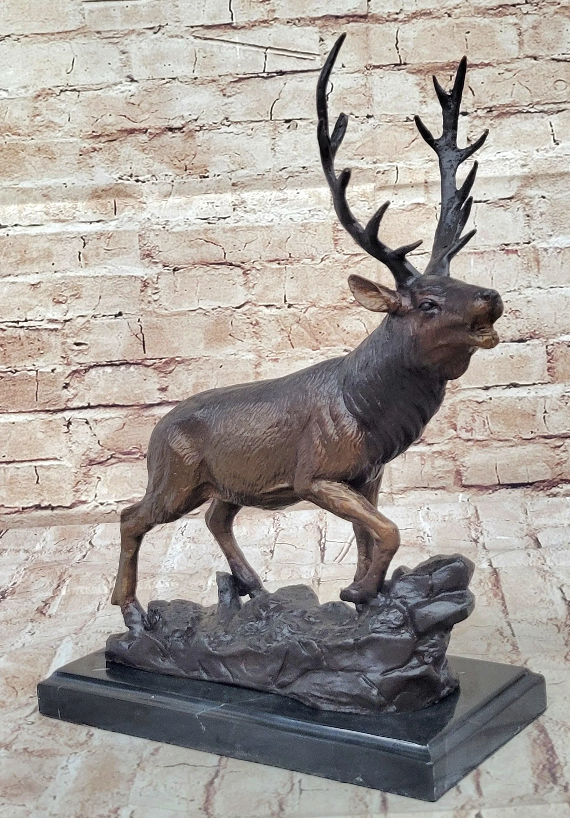 Bronze Marble Statue Elk Deer Caribou Buck Stag Lodge Sculpture Figure - Image 3
