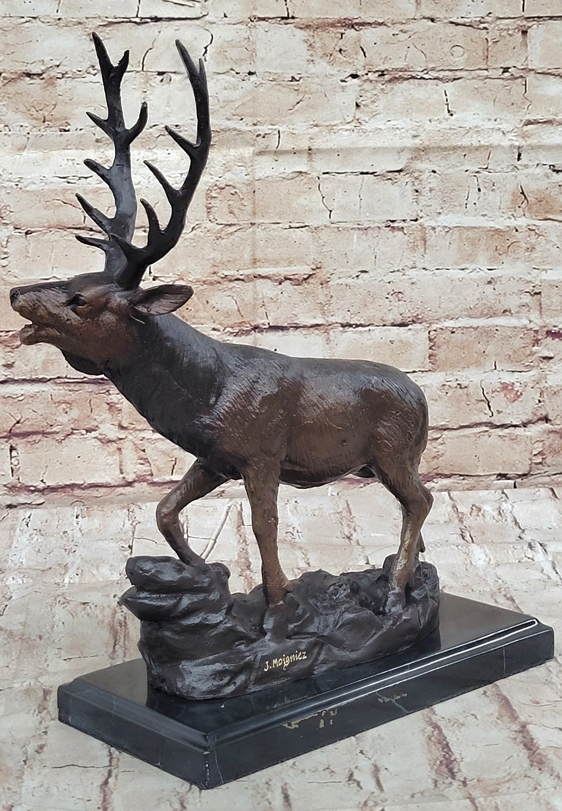 Bronze Marble Statue Elk Deer Caribou Buck Stag Lodge Sculpture Figure - Image 5