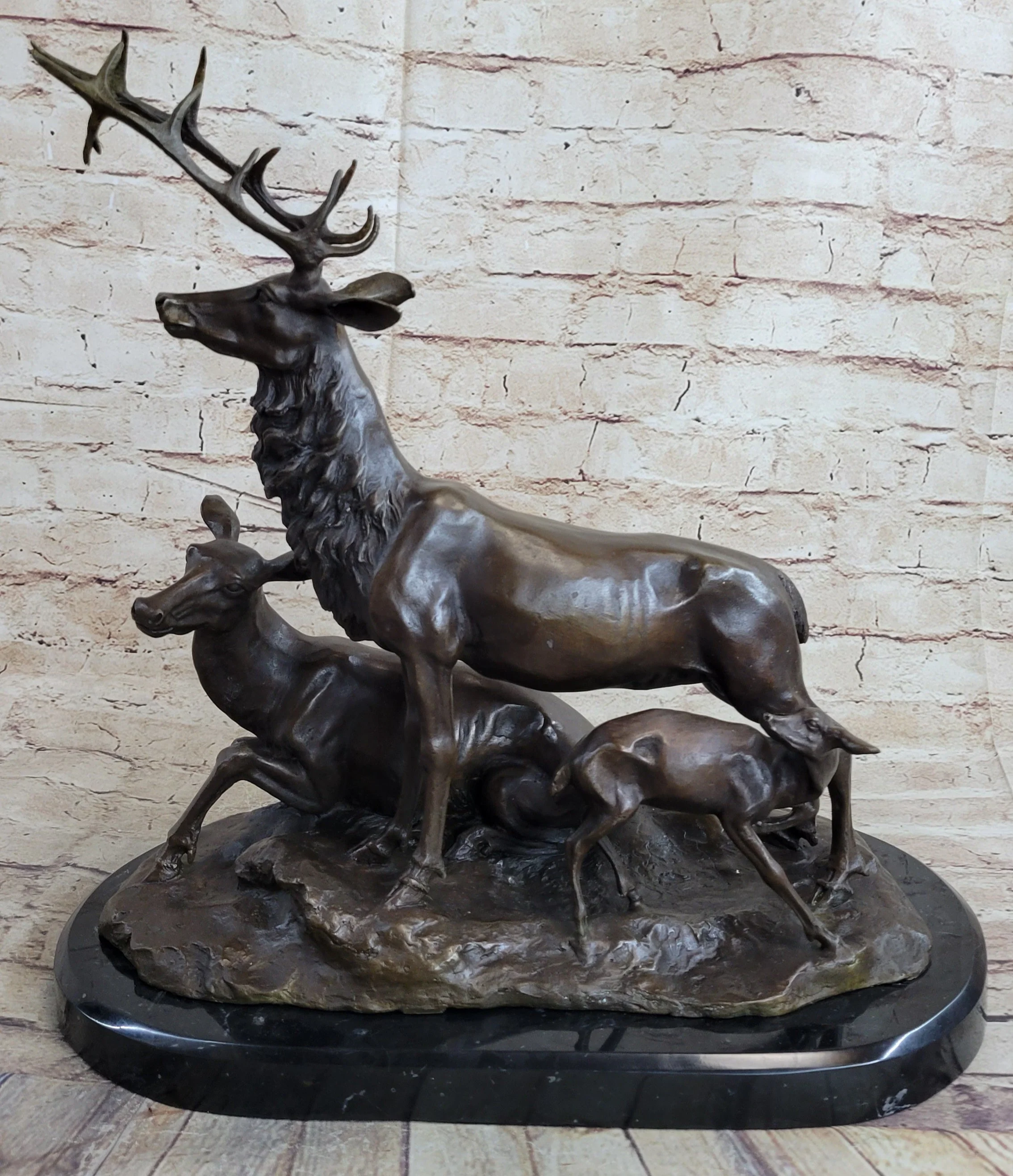 Bronze Marble Statue Elk Deer Caribou Buck Stag Lodge Sculpture Statue - Image 5