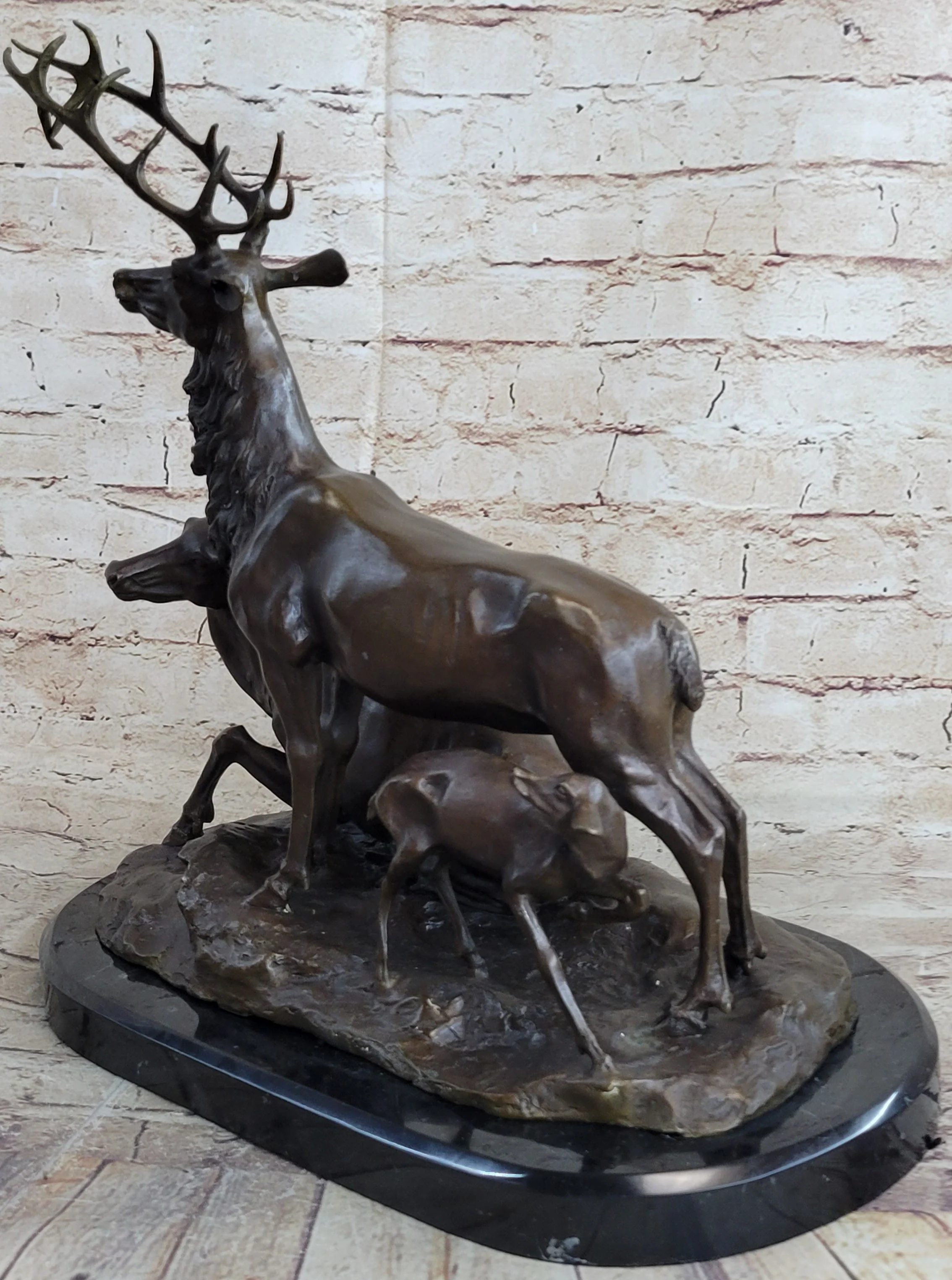 Bronze Marble Statue Elk Deer Caribou Buck Stag Lodge Sculpture Statue - Image 6