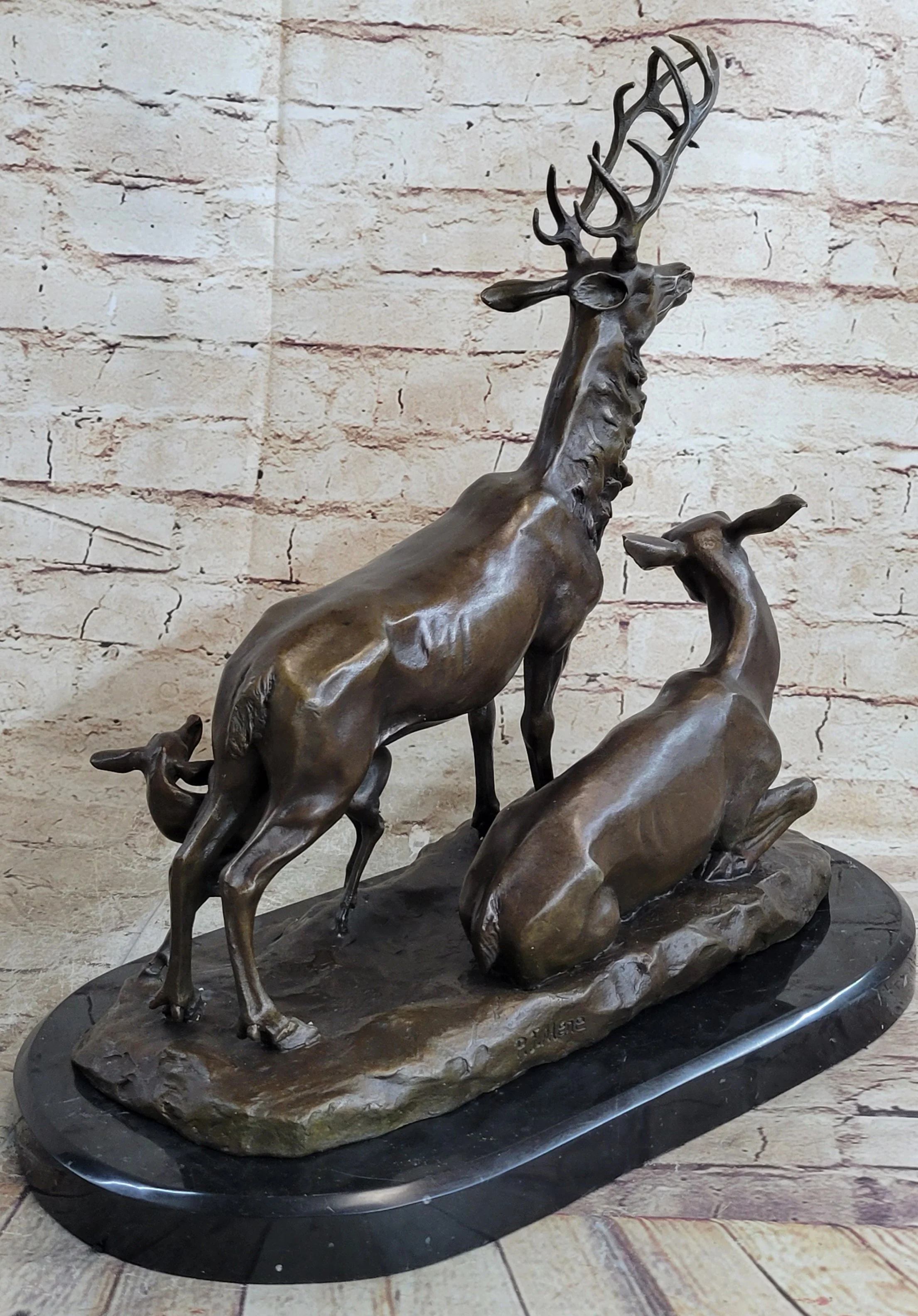 Bronze Marble Statue Elk Deer Caribou Buck Stag Lodge Sculpture Statue - Image 7