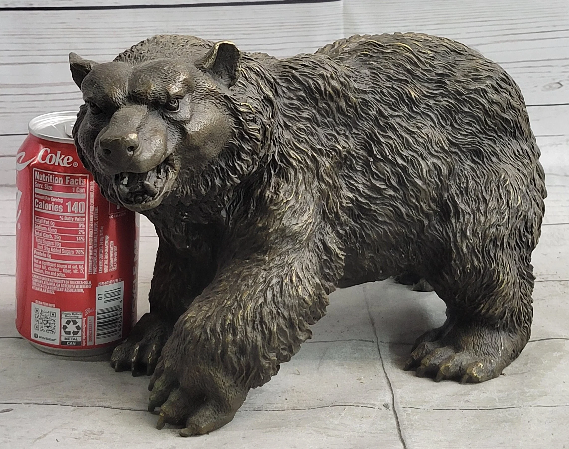 Bronze Metal Bear Figurine Sculpture Statue Handmade Art Figure - Image 2