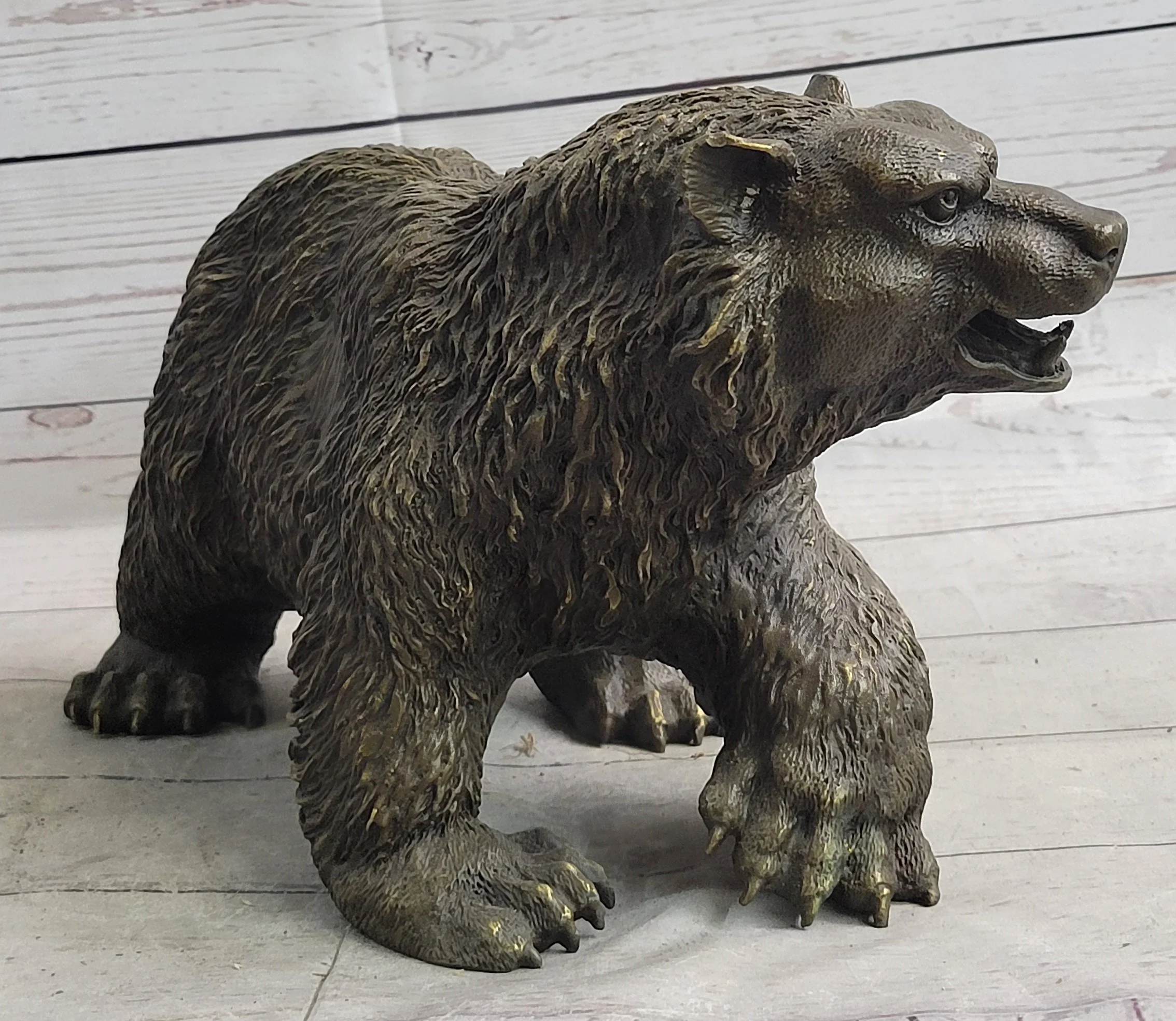 Bronze Metal Bear Figurine Sculpture Statue Handmade Art Figure - Image 6