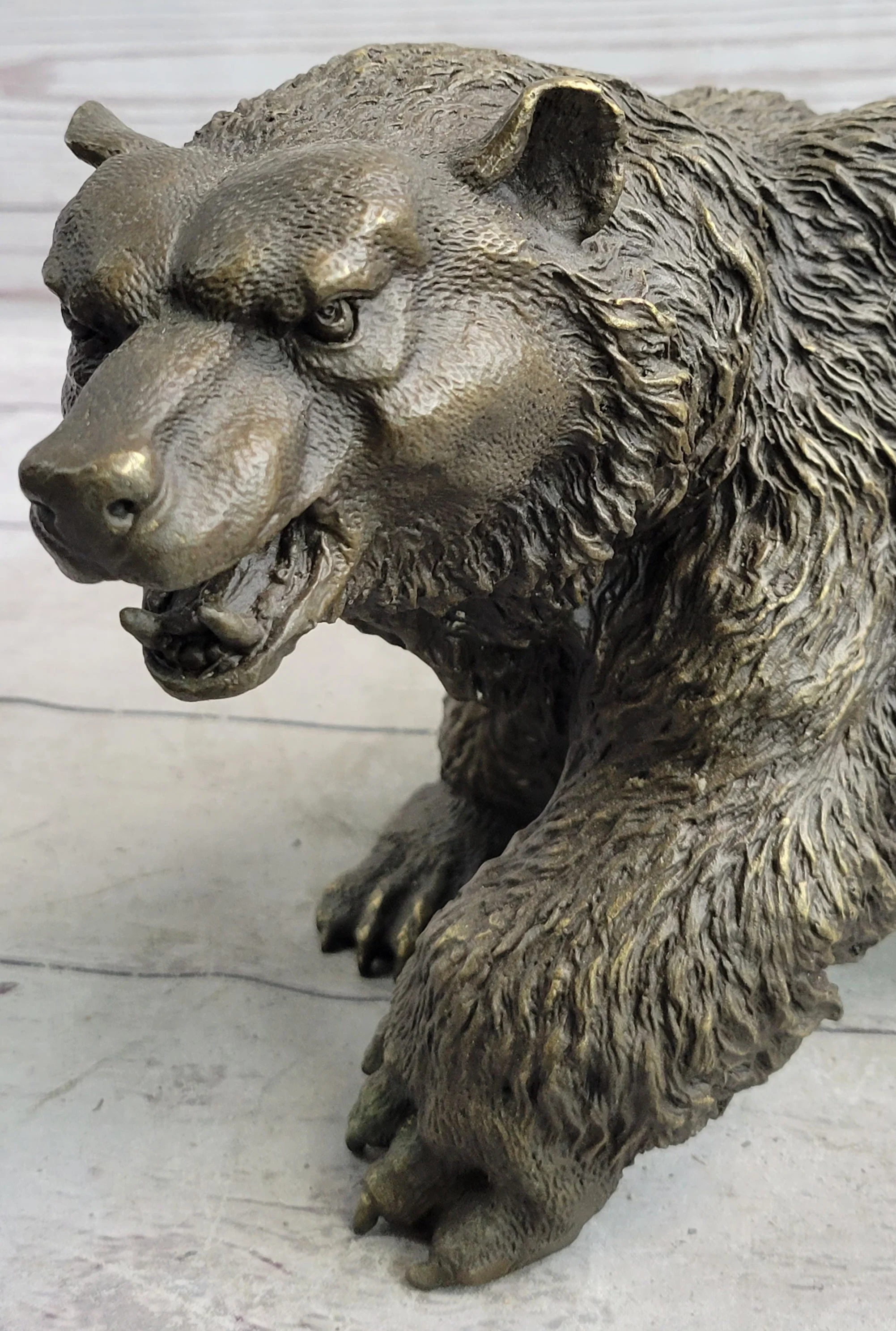 Bronze Metal Bear Figurine Sculpture Statue Handmade Art Figure - Image 8