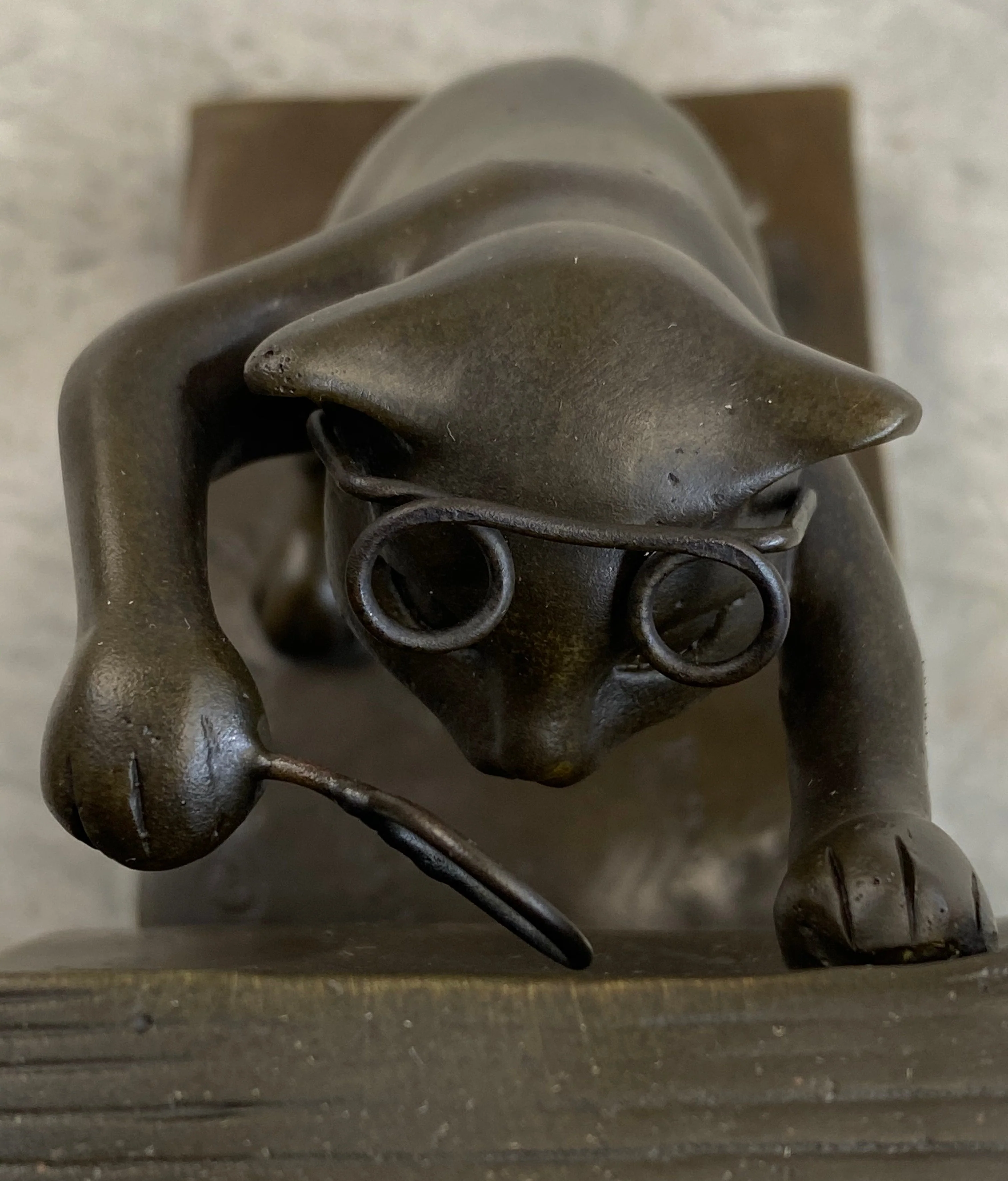 Bronze Metal Cat Kitten Bookends Signed Original Collectible 6" x 6" - Image 4
