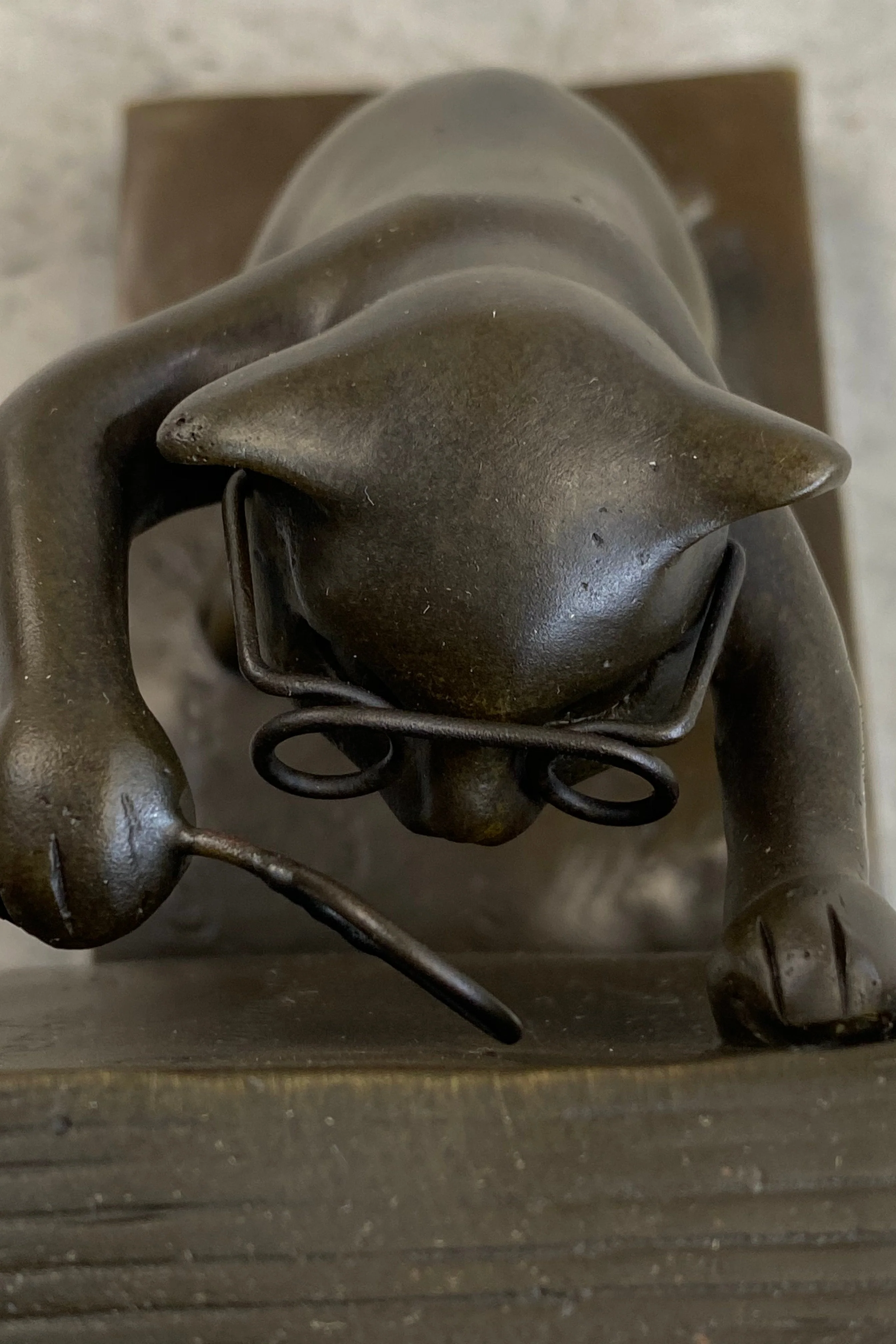 Bronze Metal Cat Kitten Bookends Signed Original Collectible 6" x 6" - Image 5